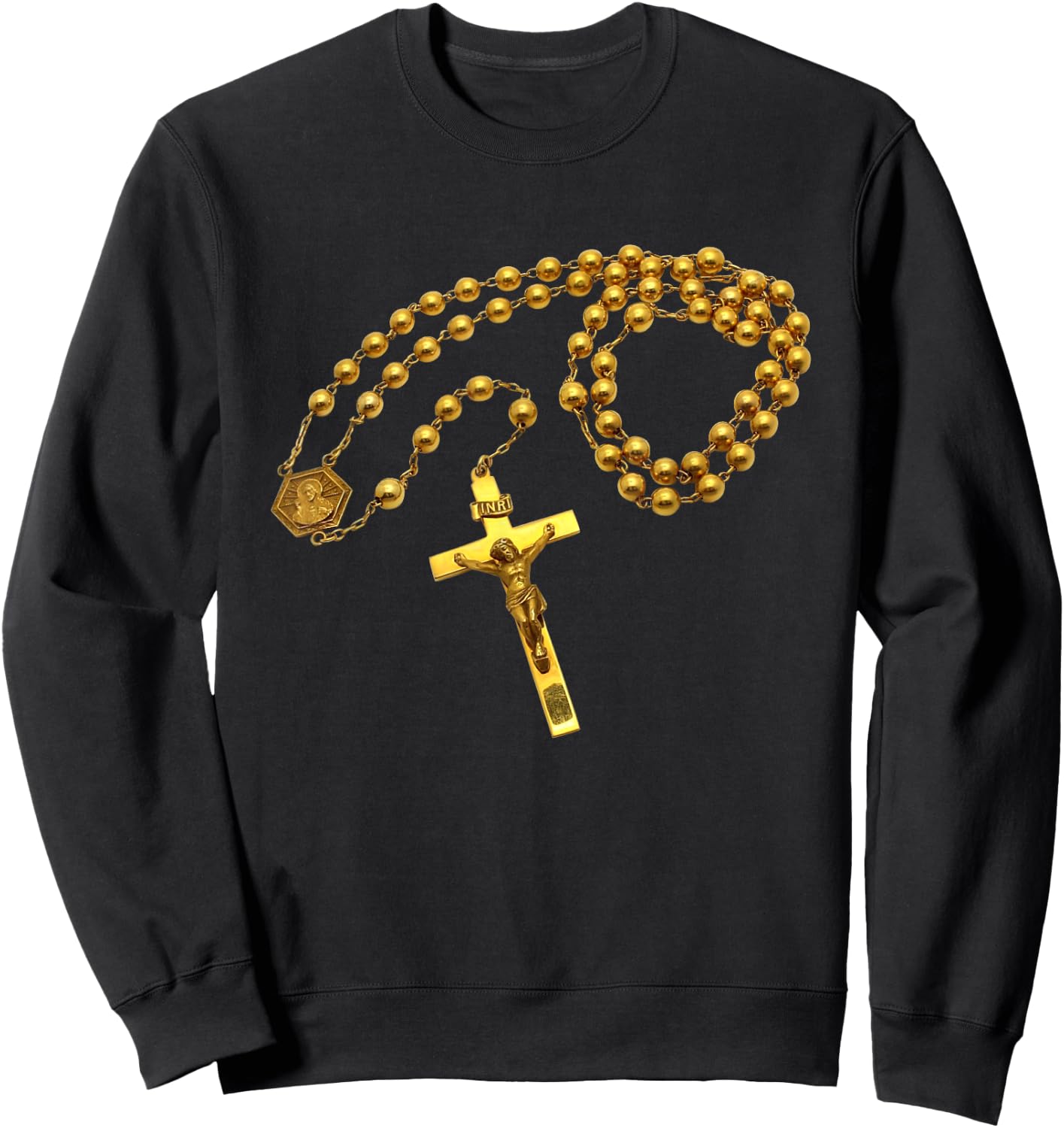 Holy Rosary Beads Catholic Religion Faith Mama Mary Devotion Sweatshirt - Sweatshirt | Black