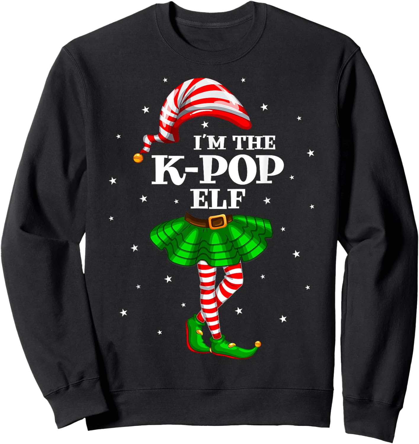 Matching Family Group I'm The K-Pop Elf Christmas Sweatshirt - Sweatshirt | Black