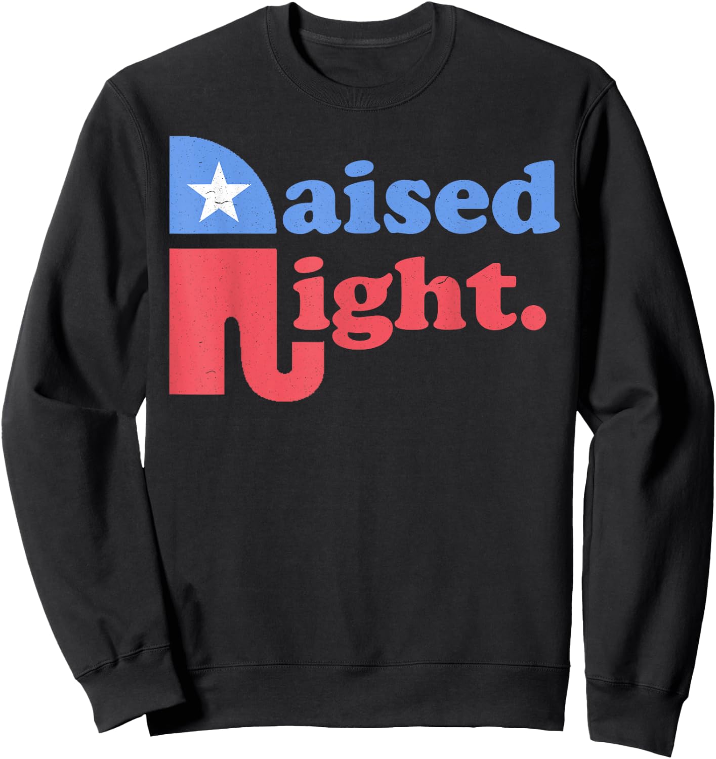 Raised Right Republican Elephant Retro Style Distressed Gift Sweatshirt - Sweatshirt | Black
