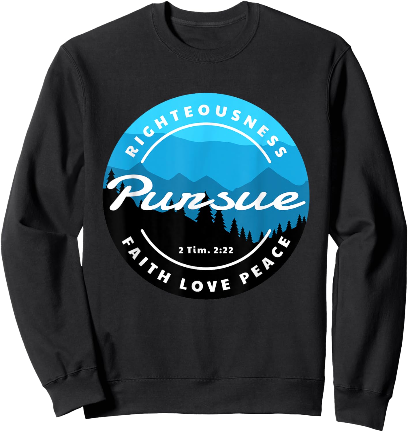 Inspirational 2 Timothy 2:22 Scripture Christian Quote Sweatshirt - Sweatshirt | Black