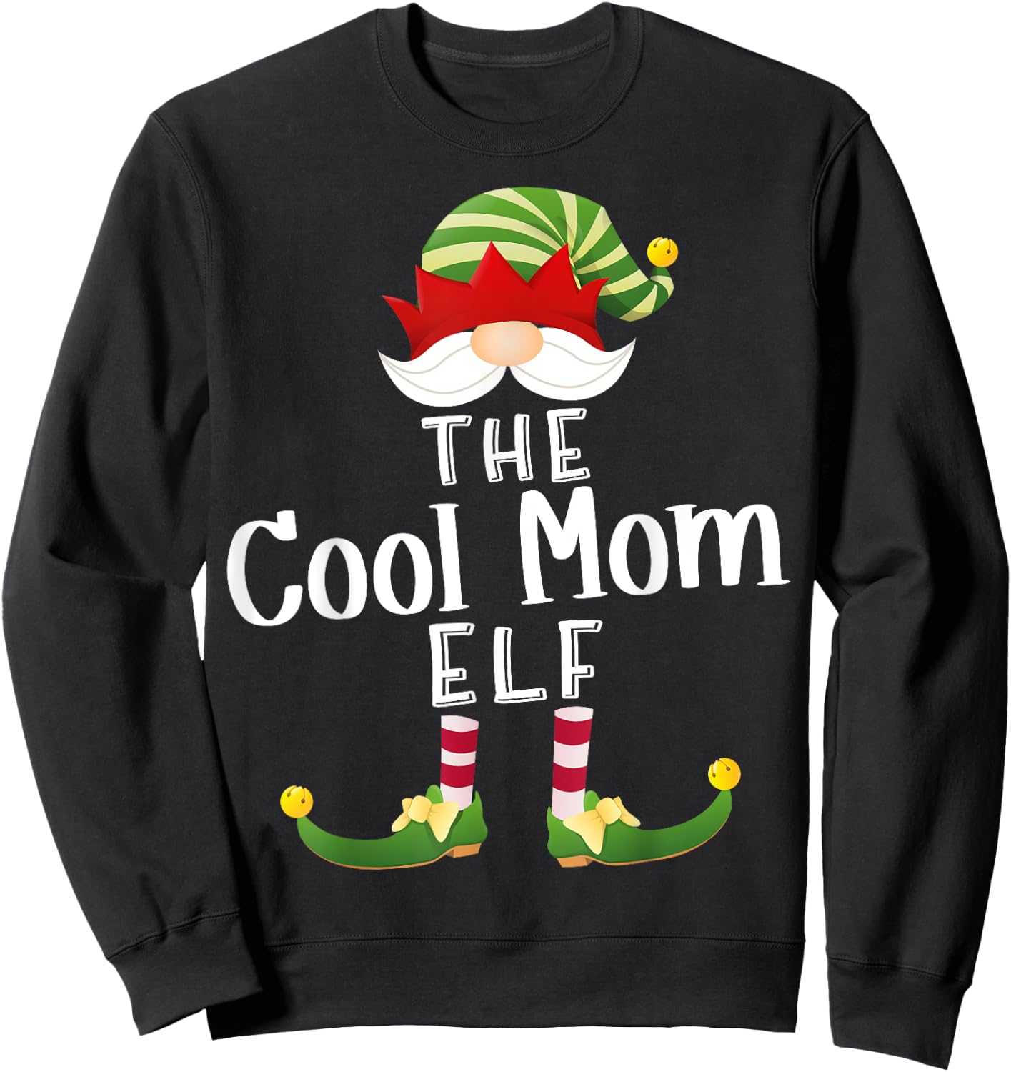 Cool Mom Elf Group Christmas Funny Pajama Party Sweatshirt - Sweatshirt | Black