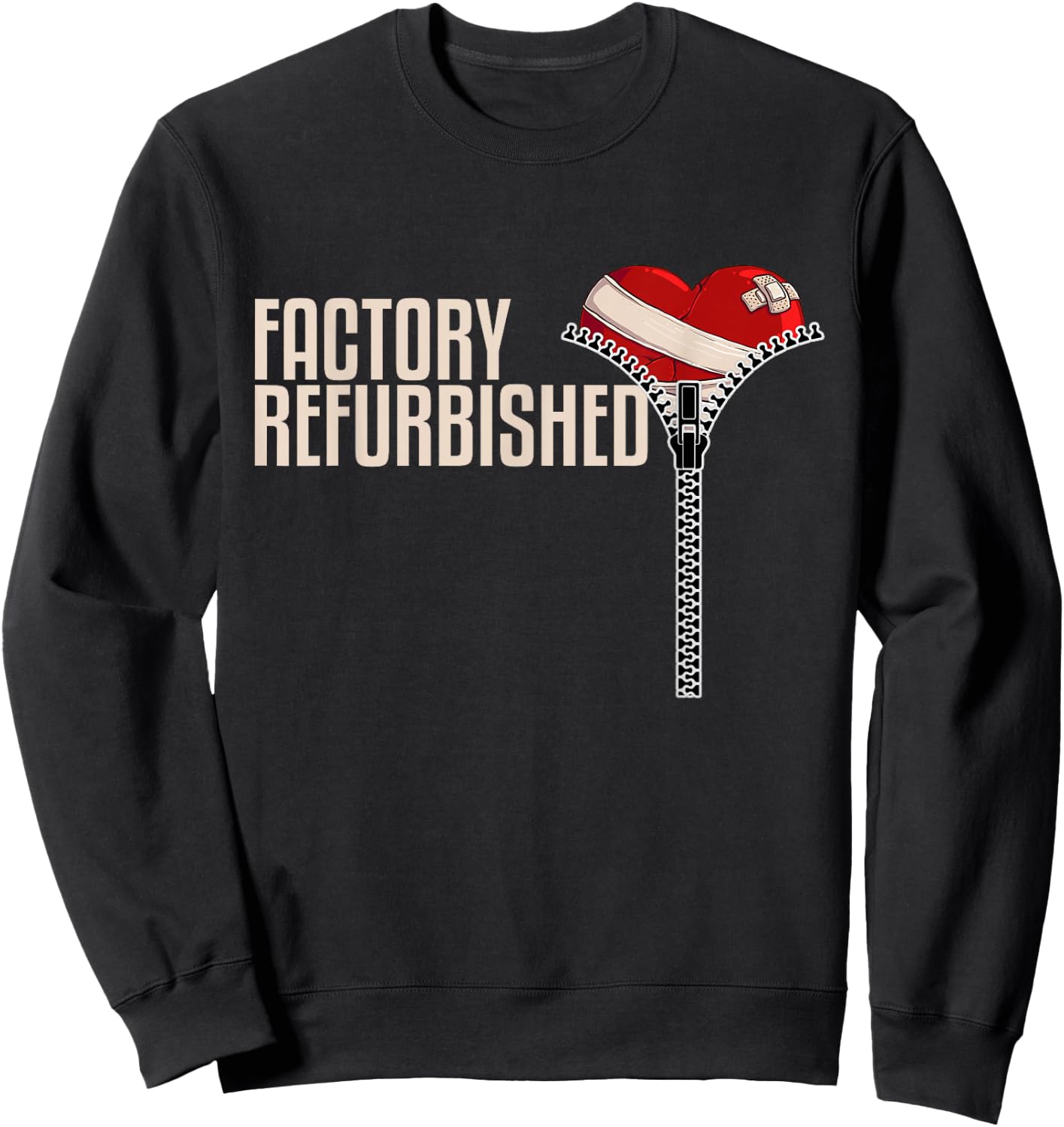 Funny Factory Refurbished Gift Open Heart Surgery Survivors Sweatshirt - Sweatshirt | Black