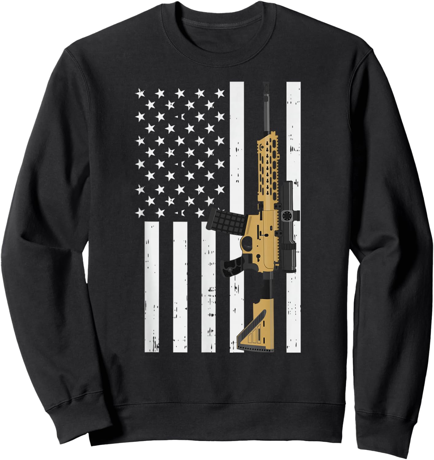 Retro Rifle American Flag - USA Patriotic Gun Lover Gift Sweatshirt - Sweatshirt | Black