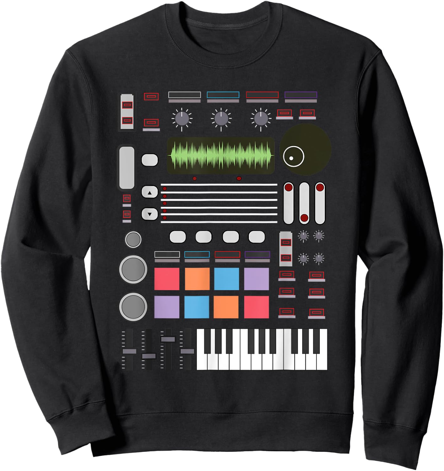 Cute Electronic Musician Lover Synthesizer Designs -Adults Kids Black Small Music Producer Artist Gift Women Beat Makers Sweatshirt - Sweatshirt | Black