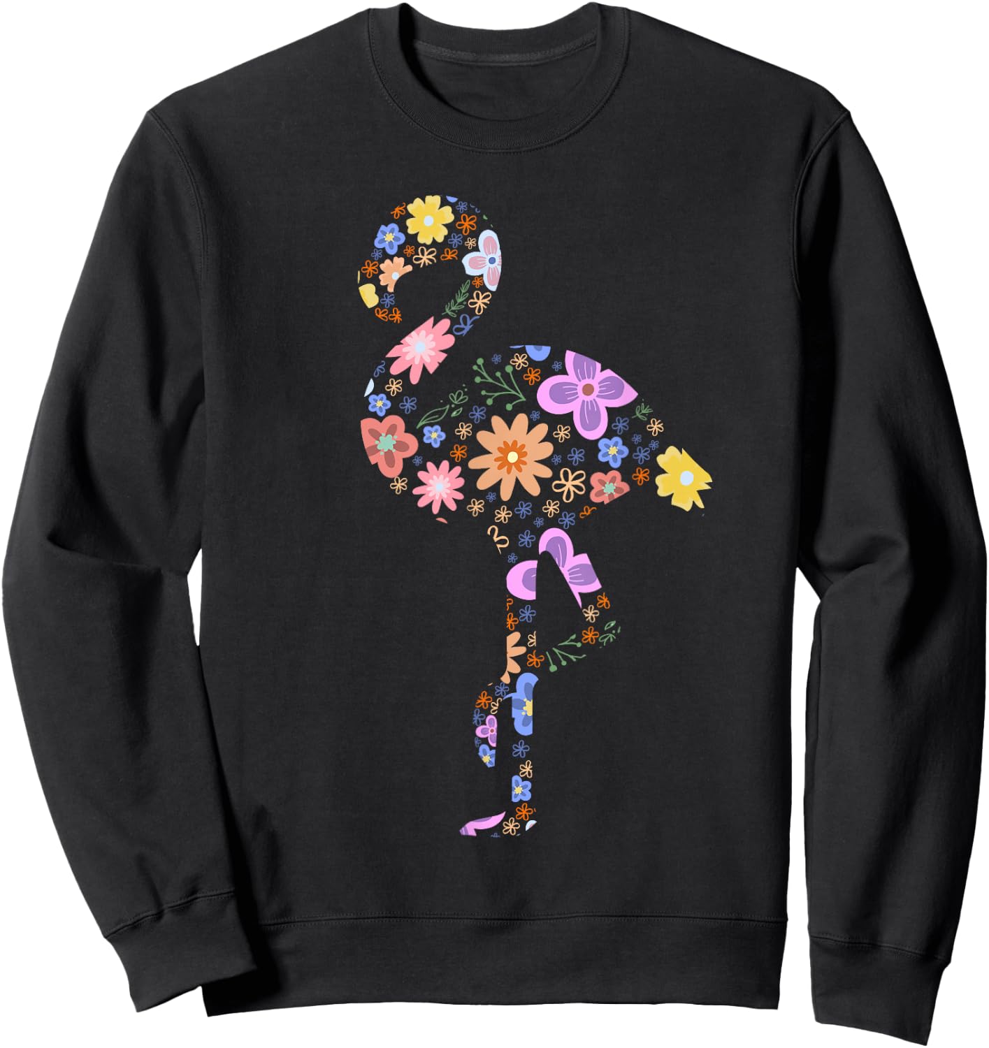 Flamingo Flower Silhouette Lover Gifts Lover Flamingos Gift Sweatshirt - Sweatshirt | Black