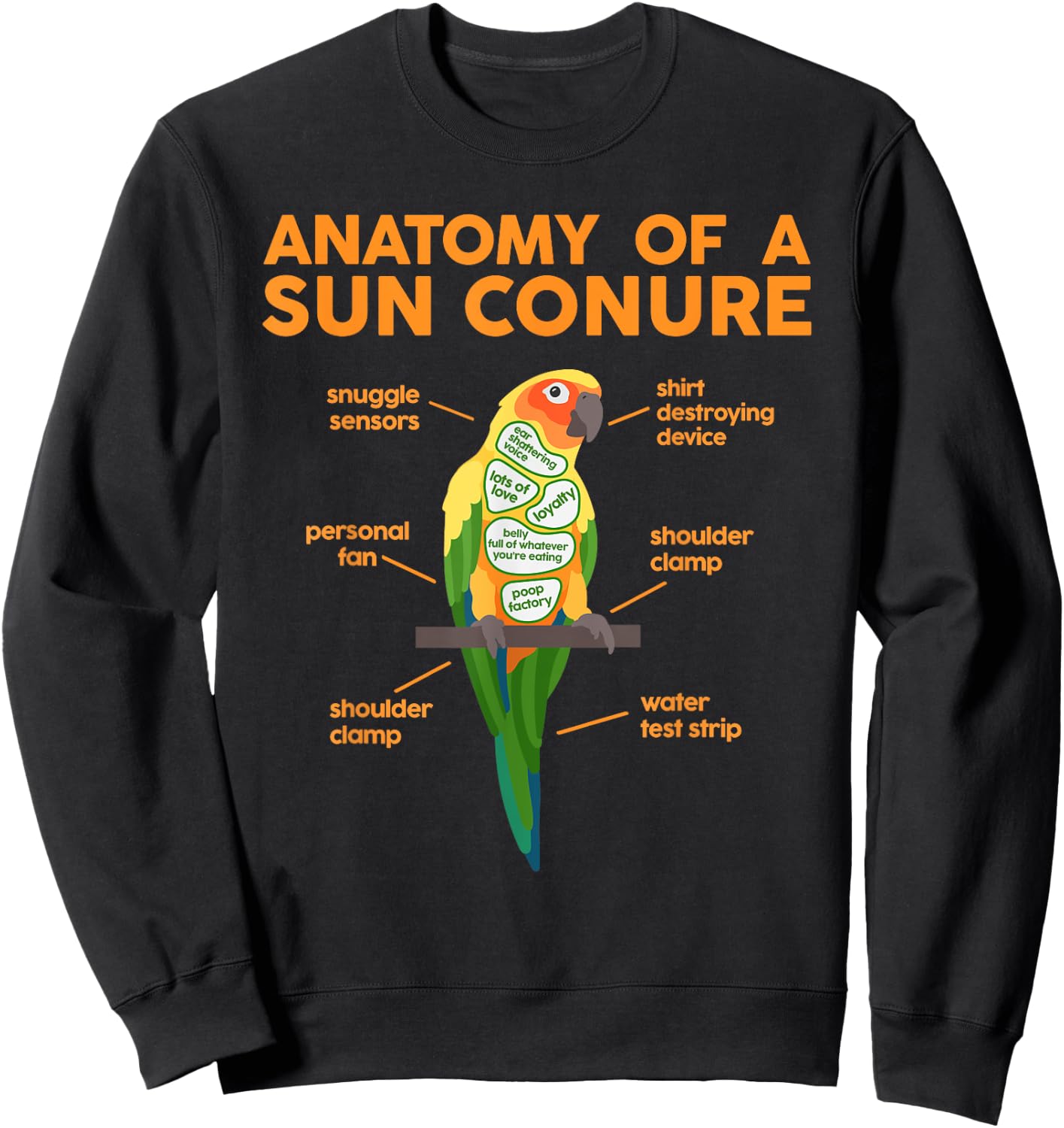 Funny Sun Conure Bird Lover Parrot Animals Pet Owner Gifts Sweatshirt - Sweatshirt | Black