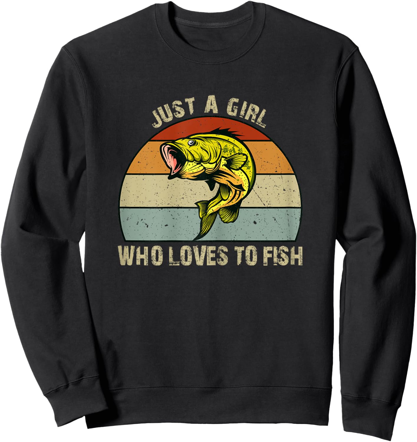 Girls Fishing Just a Girl Who Loves to Fish Sweatshirt - Sweatshirt | Black
