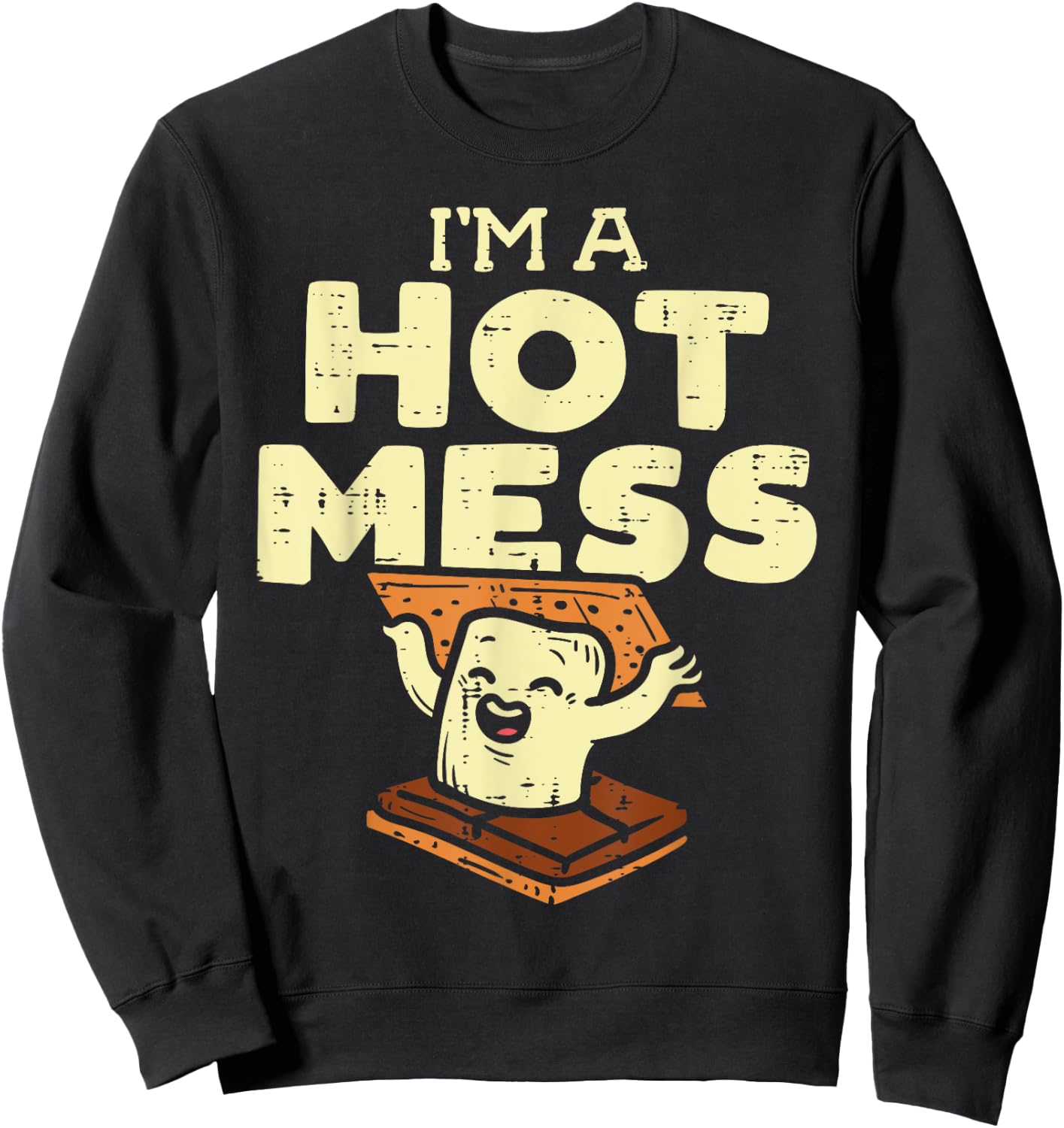 Im A Hot Mess Smore Funny Camping Bonfire Marshmallow Camper Sweatshirt - Sweatshirt | Black