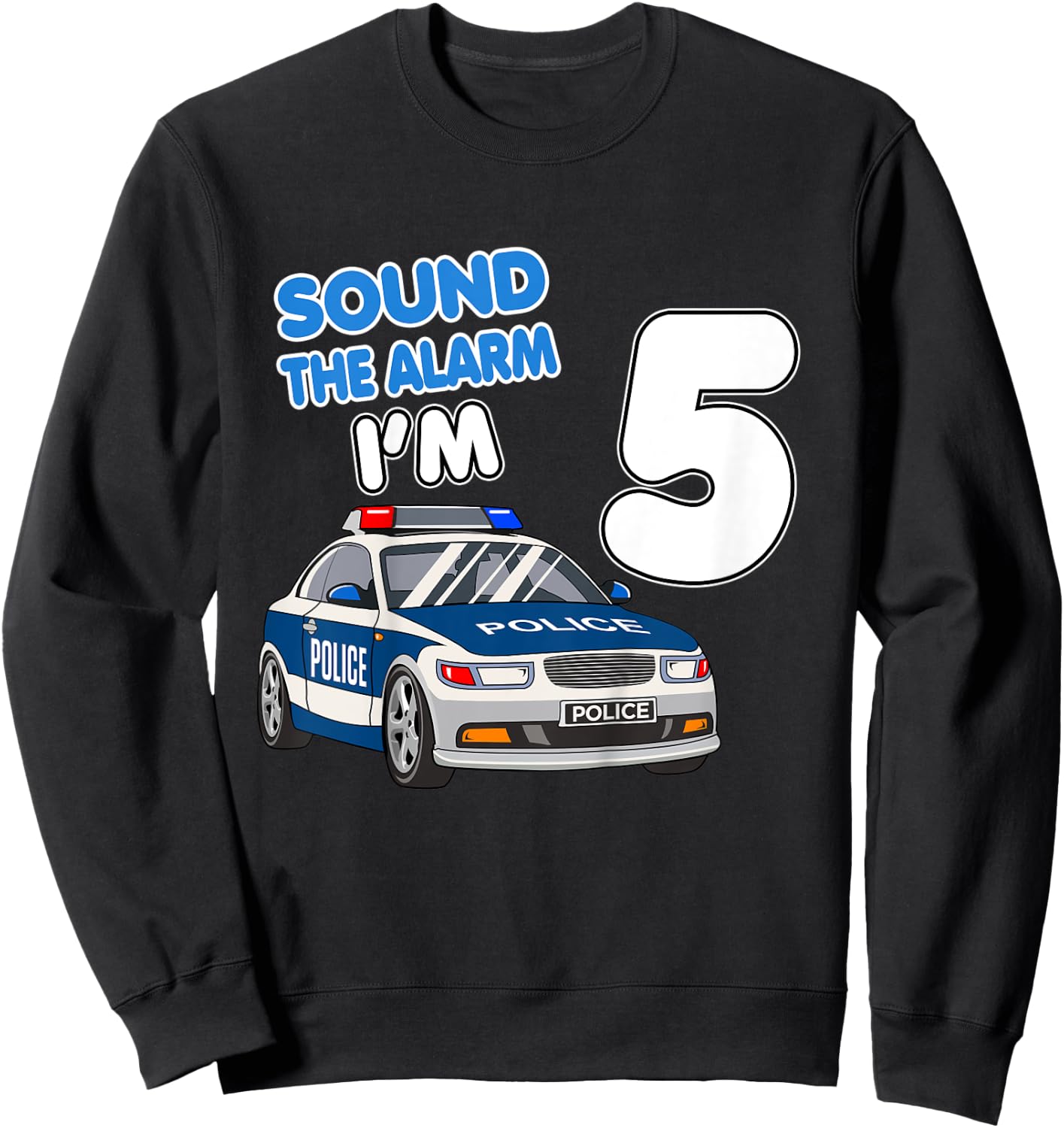 Kids Police Car 5th Birthday Shirt Boy 5 Cop Policeman Officer Sweatshirt - Sweatshirt | Black