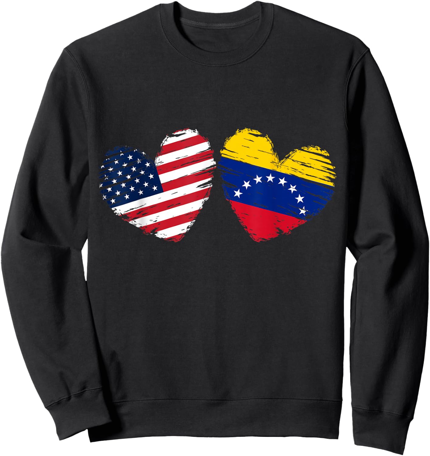 USA Venezuela Flag Heart Valentines Day Venezuelan American Sweatshirt - Sweatshirt | Black