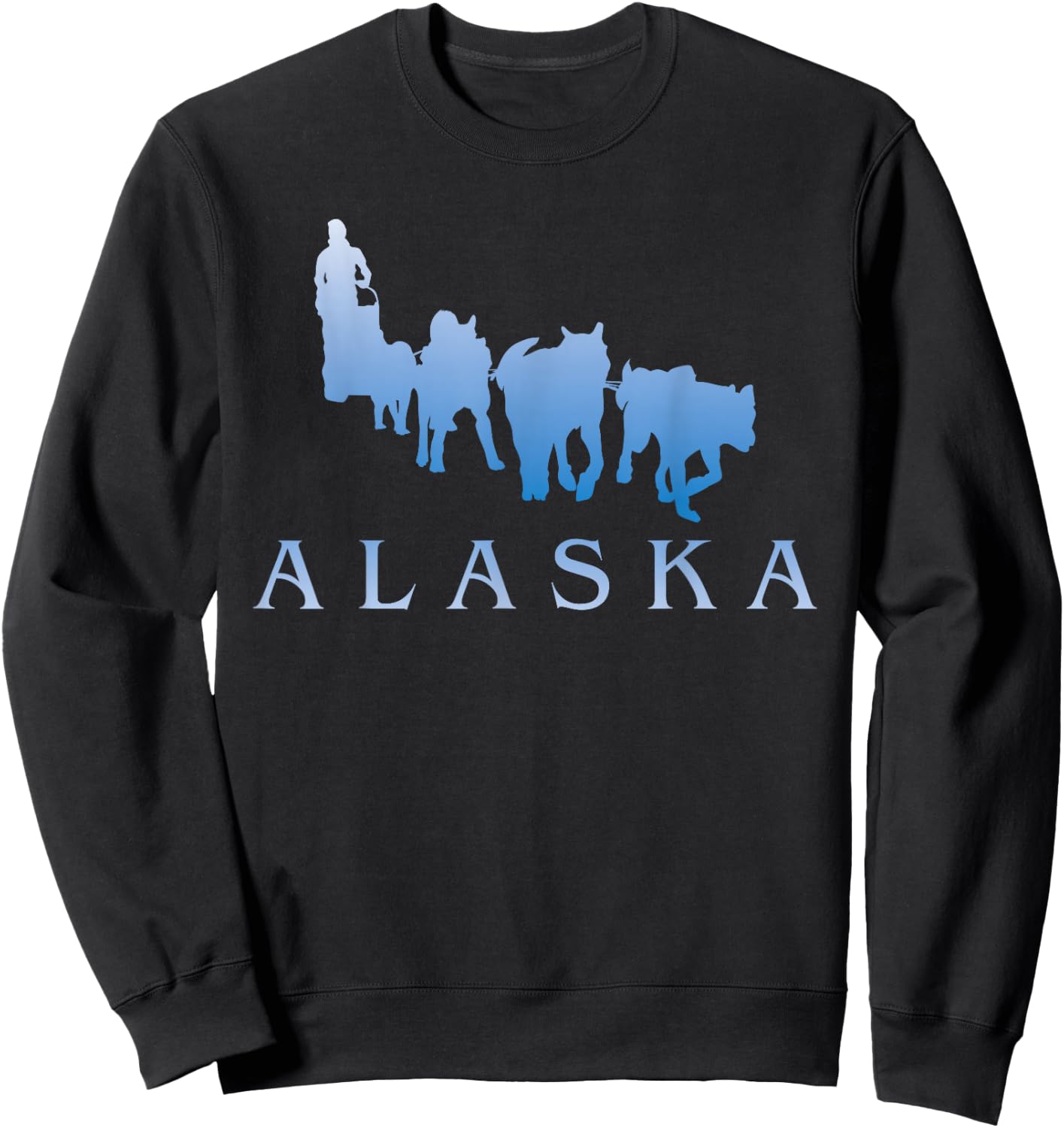Alaska Sled Dogs Mushing Team Snow Sledding Mountain Scene Sweatshirt - Sweatshirt | Black