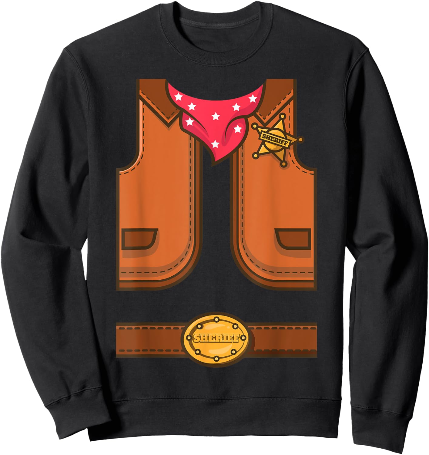 Funny Western Sheriff Halloween Cowboy Vest Simple Costume Sweatshirt - Sweatshirt | Black