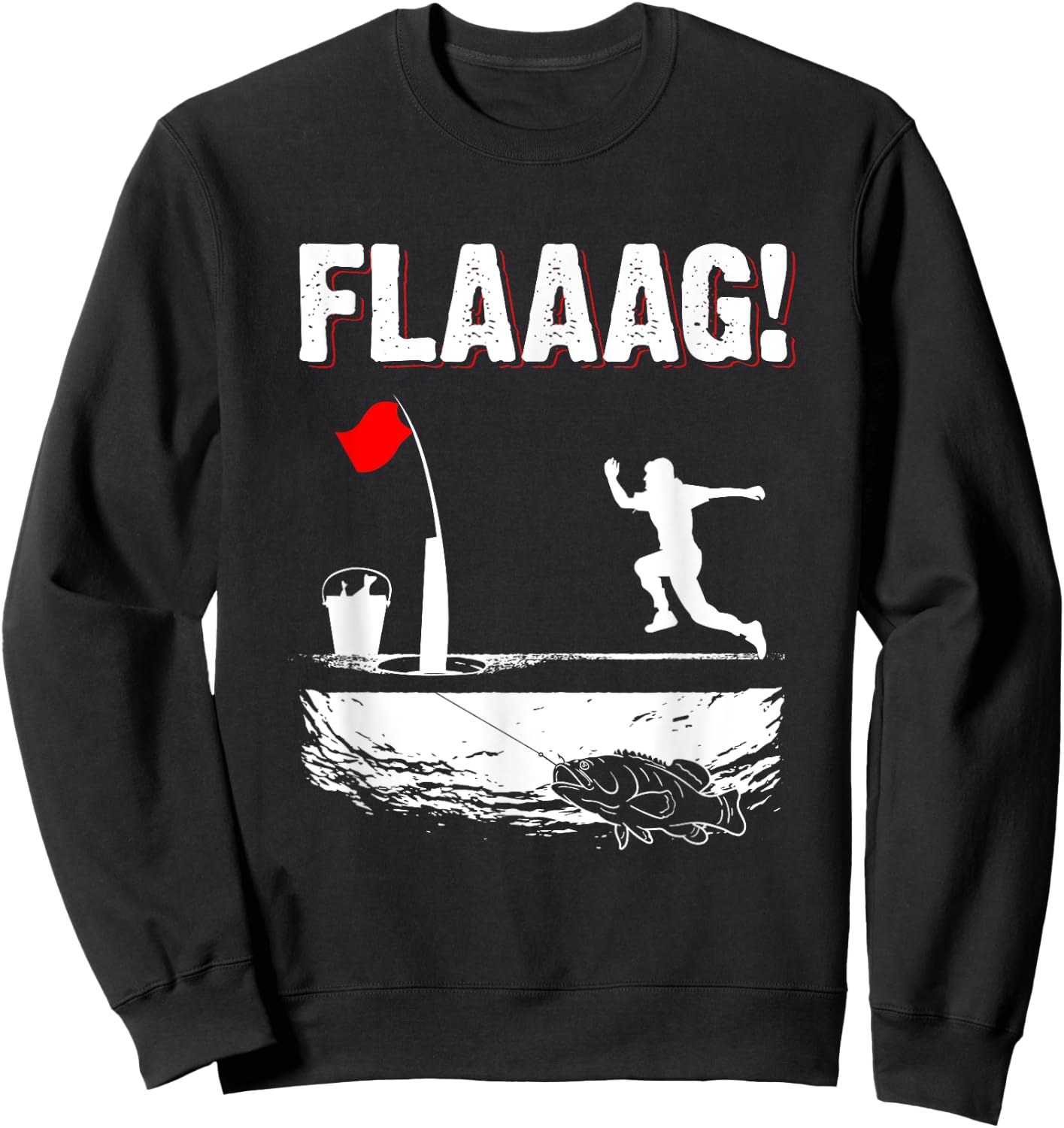 Ice Fishing Tip Up Flag Run for Ice Fishing Flag Men Sweatshirt - Sweatshirt | Black