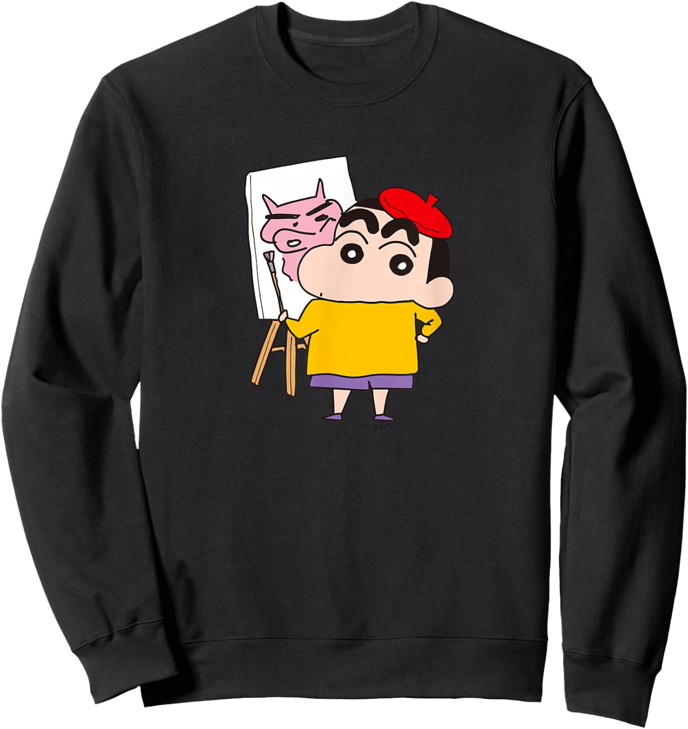 【Manga】Crayon Shin-chan, drawing Shin-chan Sweatshirt - Sweatshirt | Black