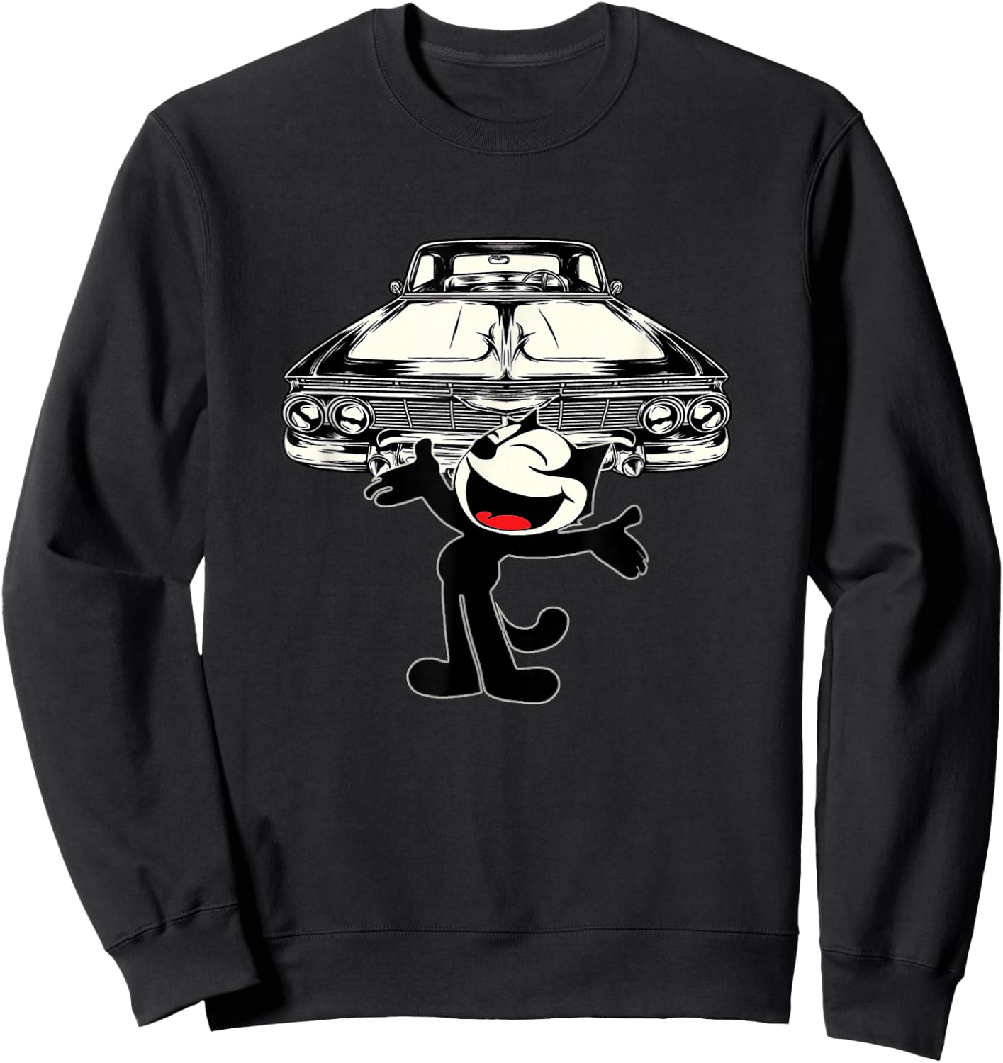 Felix Cat Cartoon Giant Lowrider Car Club Design Mashup Small Sweatshirt - Sweatshirt | Black