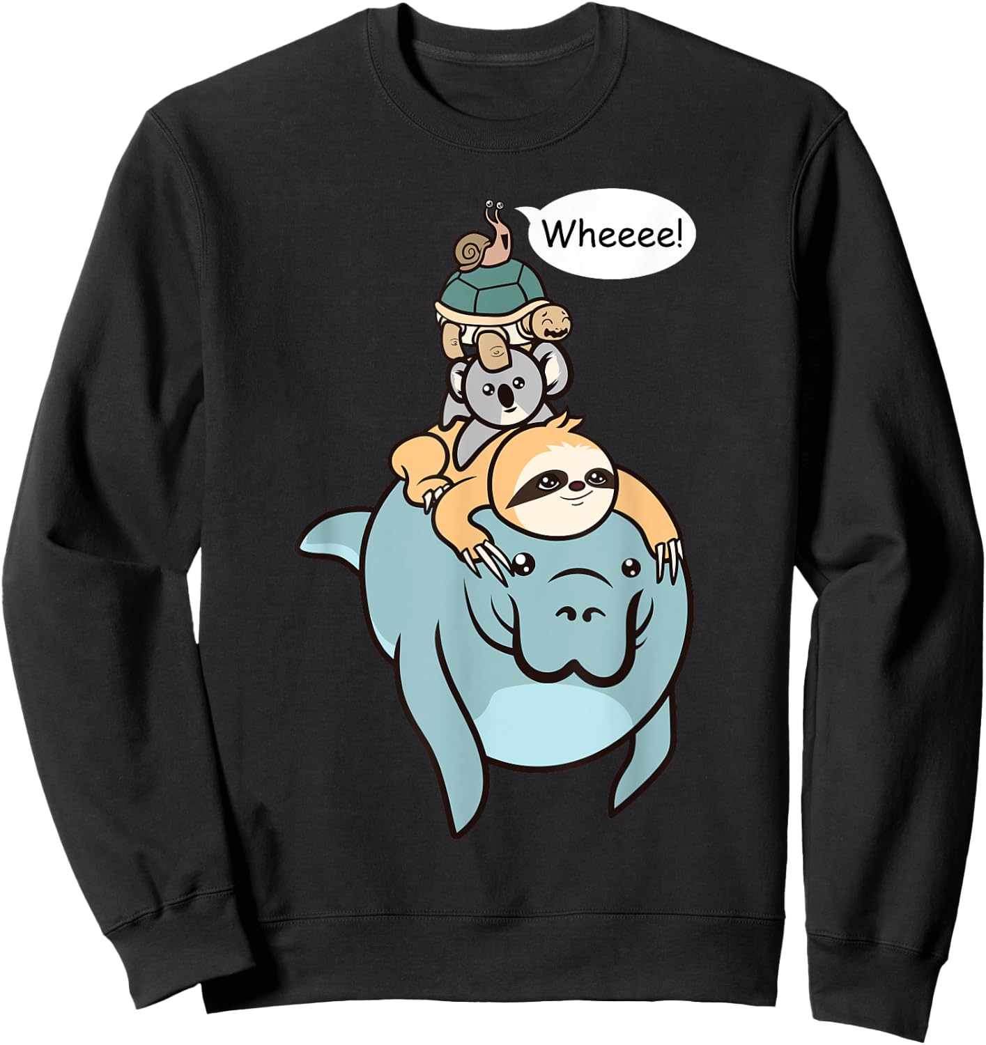 Funny Racing Manatee Sloth Turtle Koala Snail Gift Sweatshirt - Sweatshirt | Black
