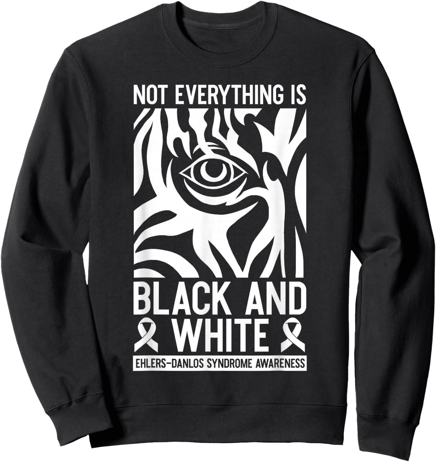 Black And White Ribbon Ehlers Danlos Zebra Rheumatologists Sweatshirt - Sweatshirt | Black