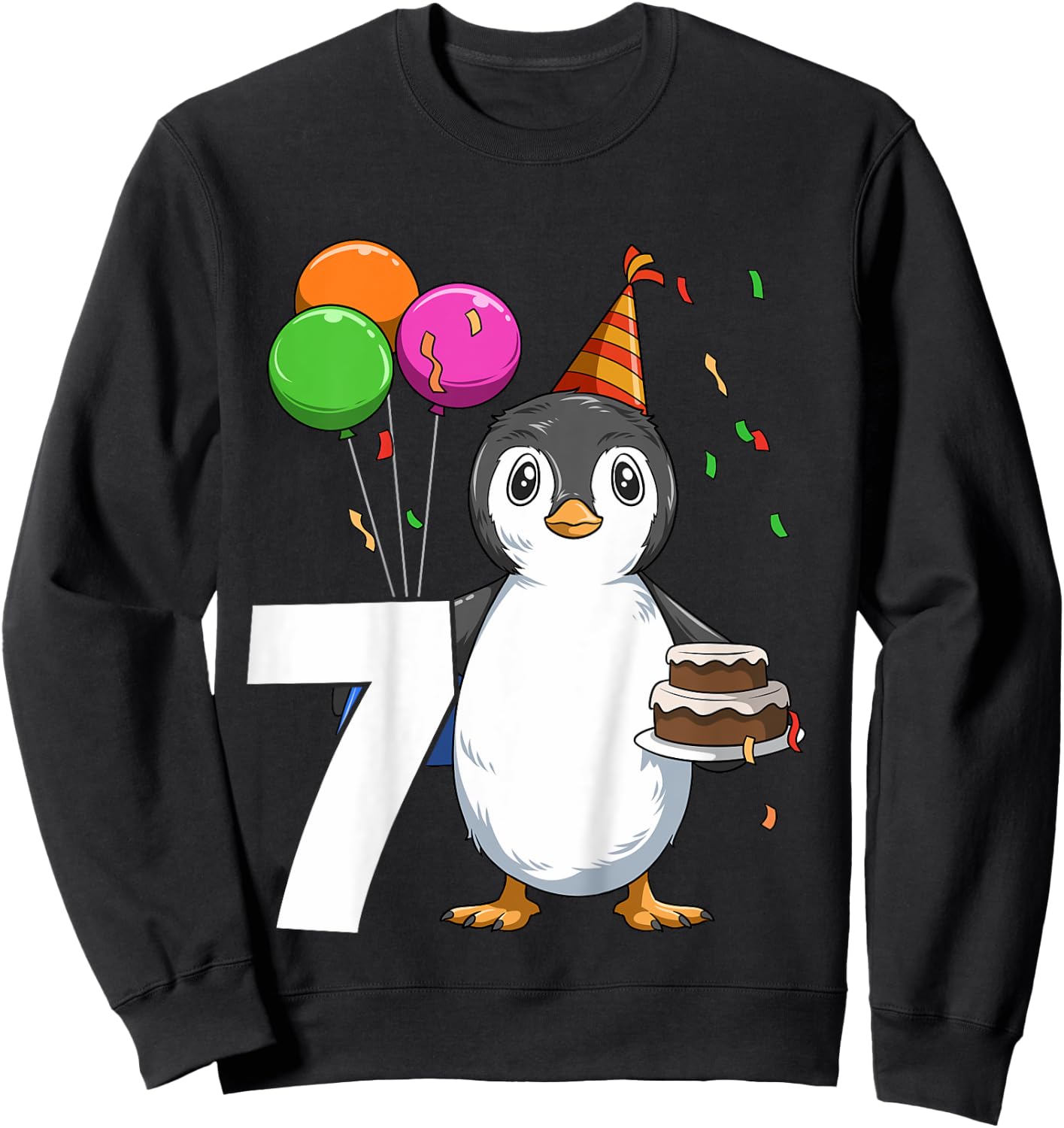 Penguin Birthday 7 Penguin 7th Birthday Outfit Penguin Party Sweatshirt - Sweatshirt | Black