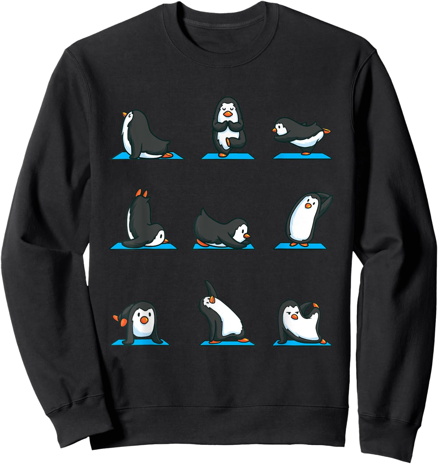 Funny Penguin Shirt for Girls Women Yoga Meditation Gym Sweatshirt - Sweatshirt | Black
