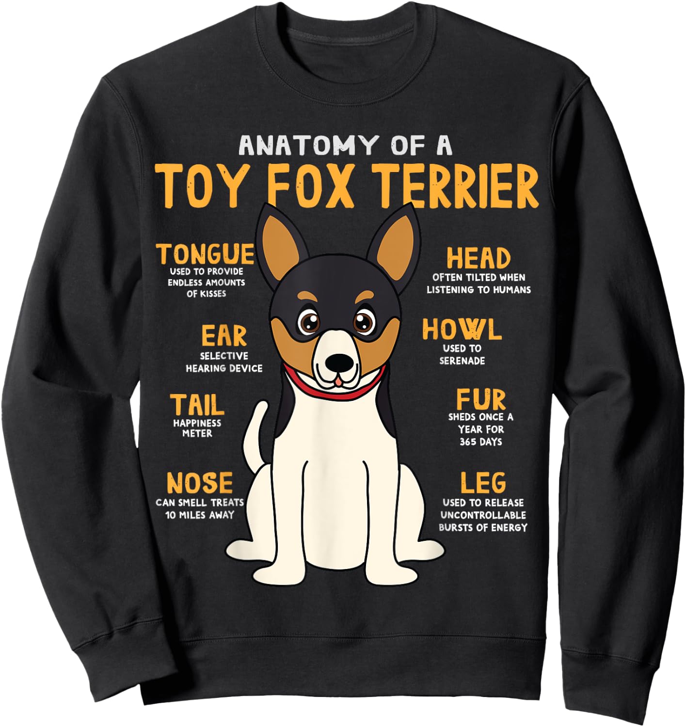Toy Fox Terrier Anatomy Funny Dog Mum Dad Gesche Sweatshirt - Sweatshirt | Black