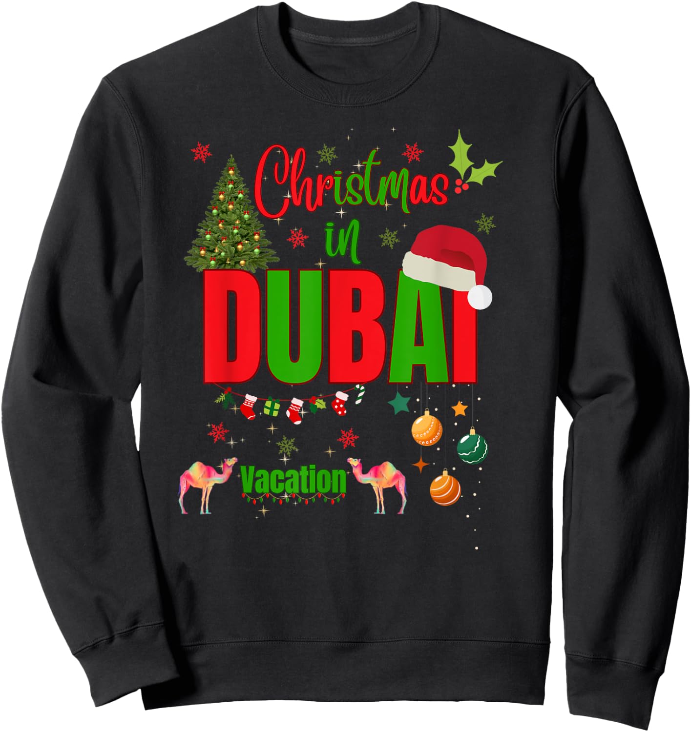 Christmas in Dubai Vacation Travel Group Matching Sweatshirt - Sweatshirt | Black