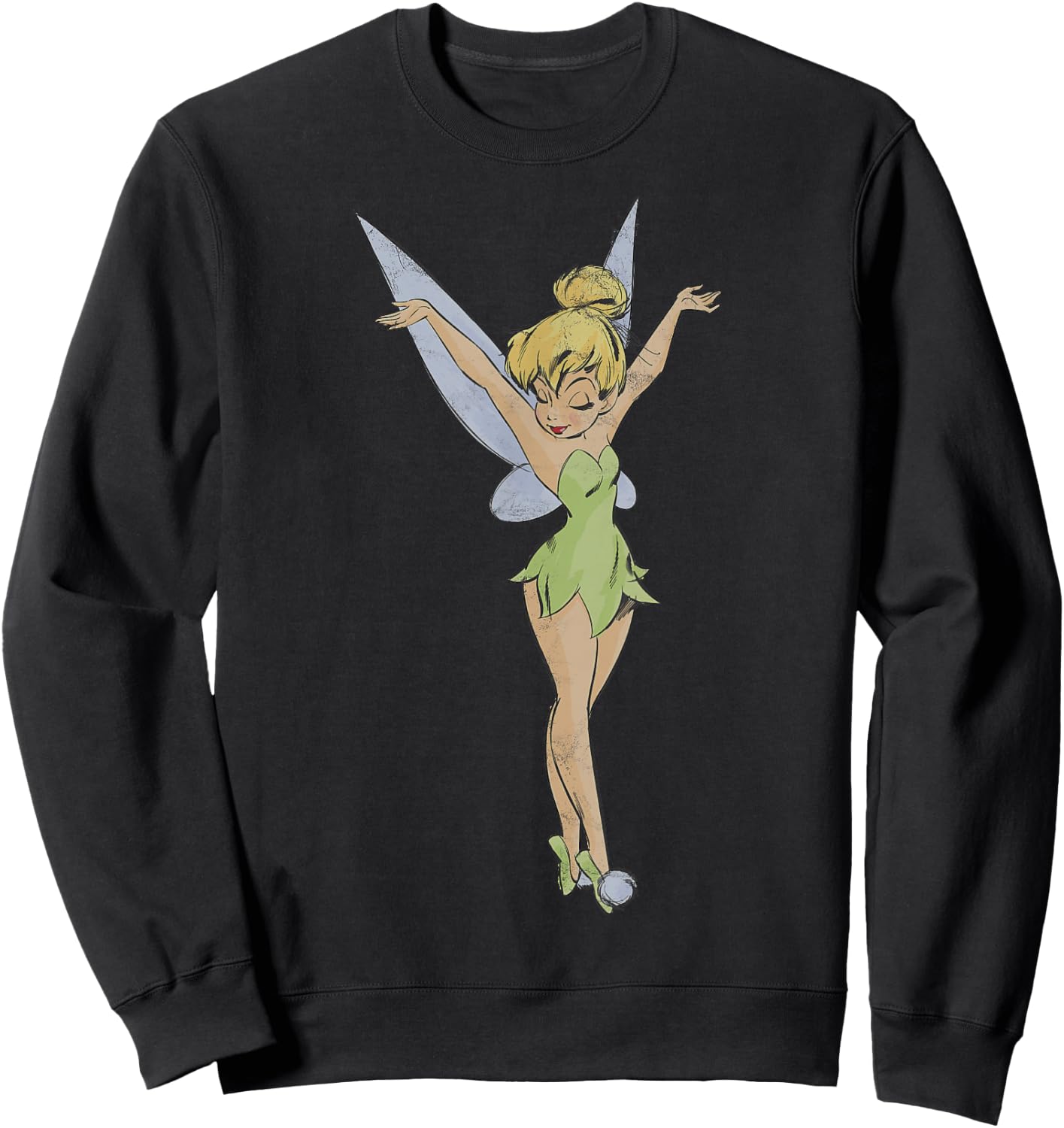 Disney Peter Pan Tinker Bell Arms Up Profile Mirror Dance Small Sweatshirt - Sweatshirt | Black