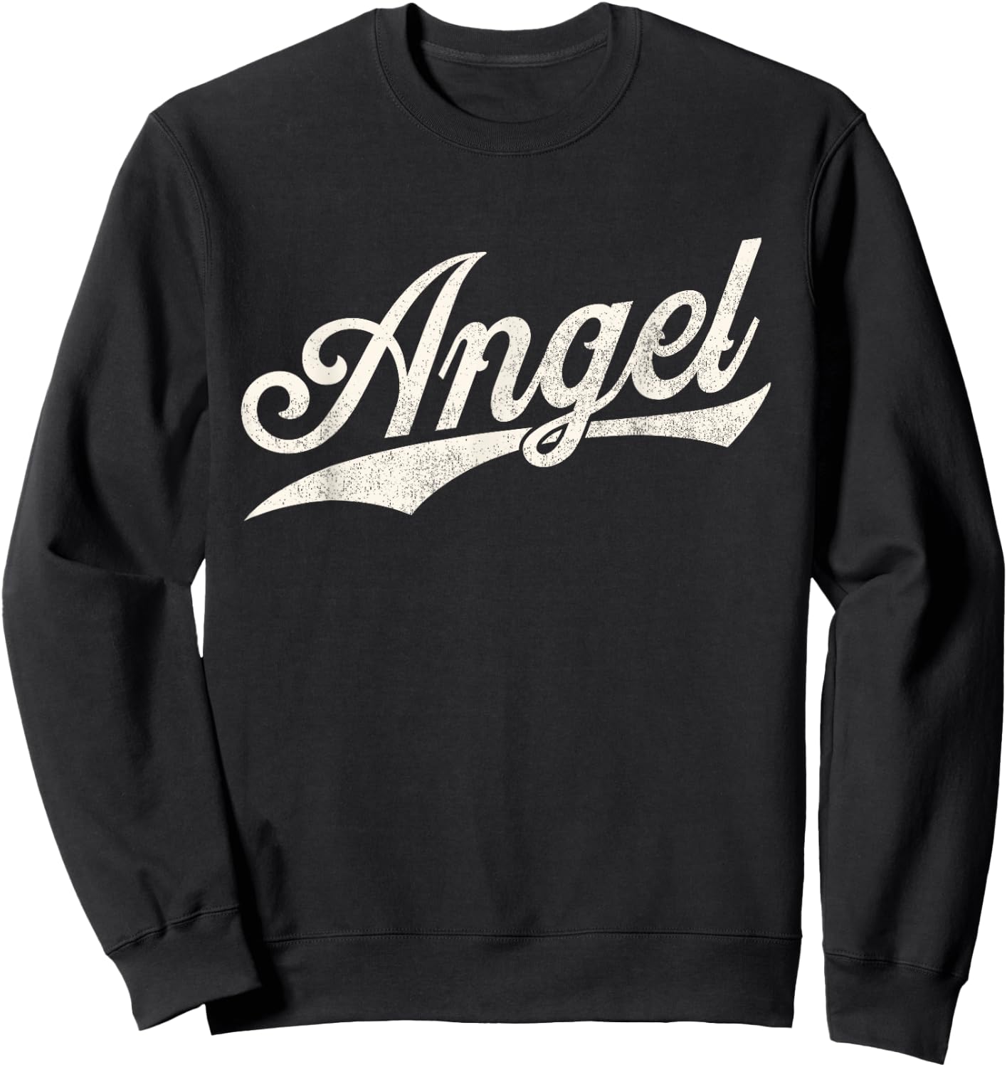 Angel Name, Retro Vintage Angel Given Name Distressed Sweatshirt - Sweatshirt | Black