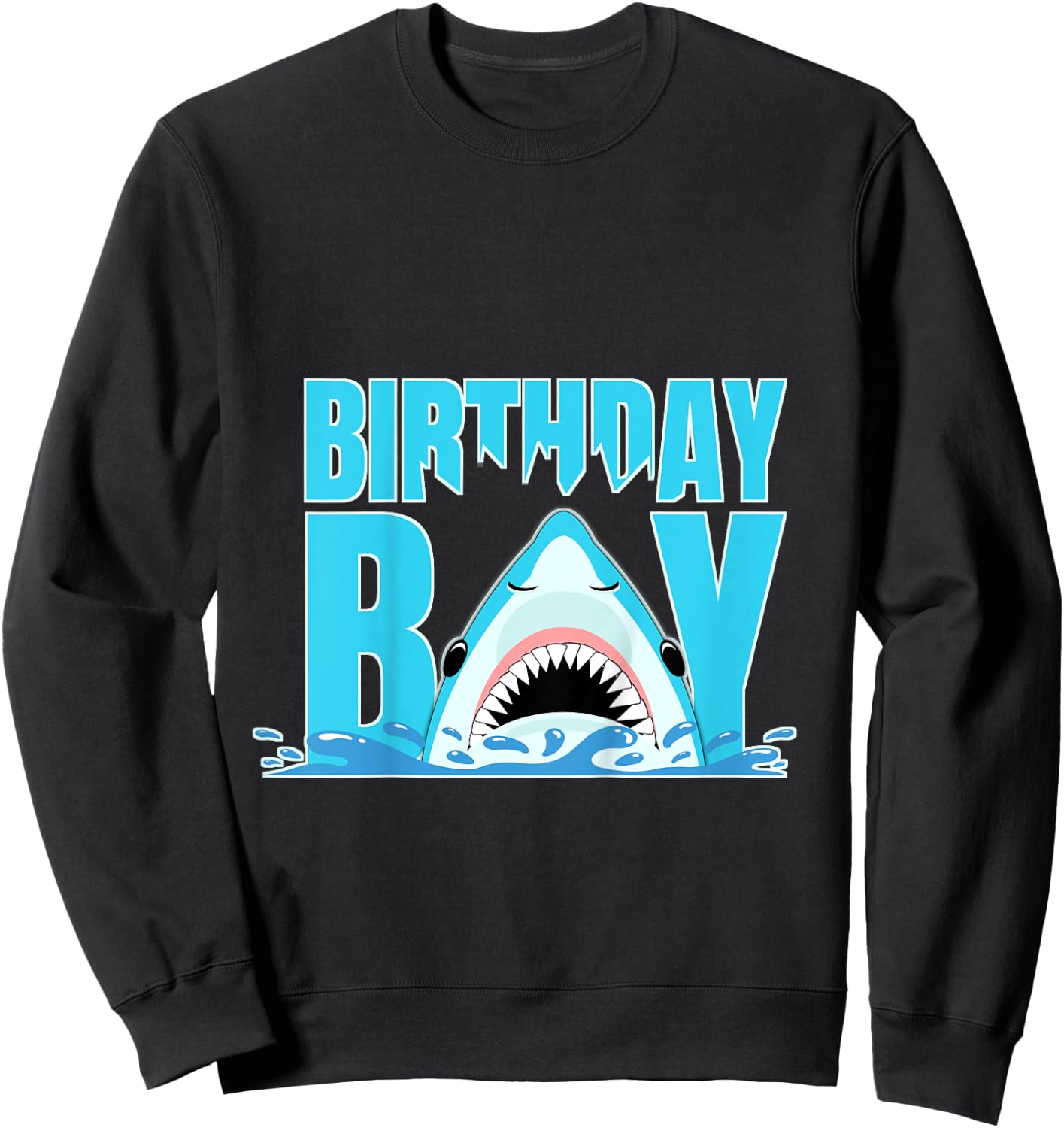 Kids Blue Shark Birthday Party Shark Bite Birthday Boy Sweatshirt - Sweatshirt | Black
