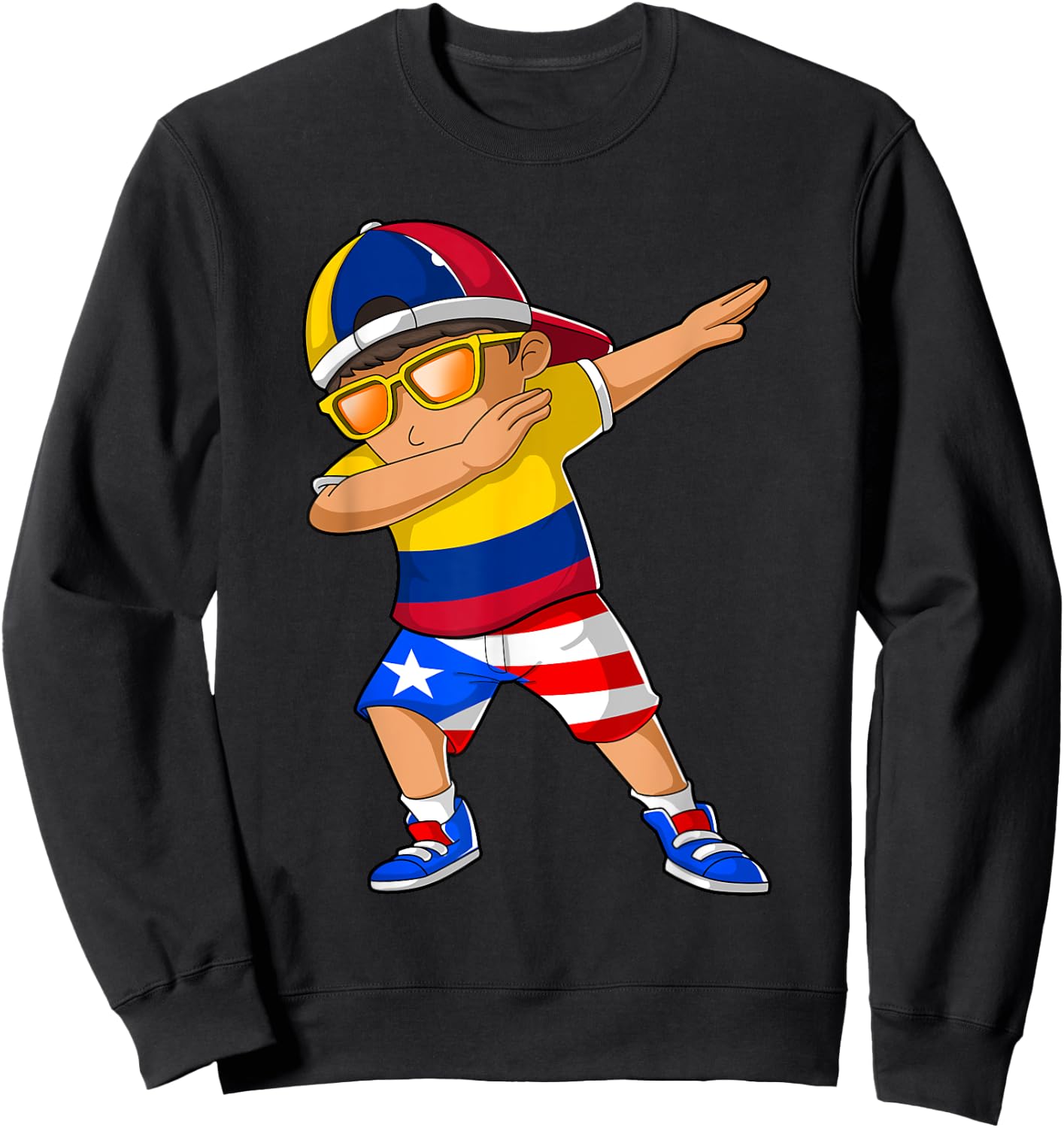 Half Colombian Half Puerto Rican Boy Colombia Flag Sweatshirt - Sweatshirt | Black
