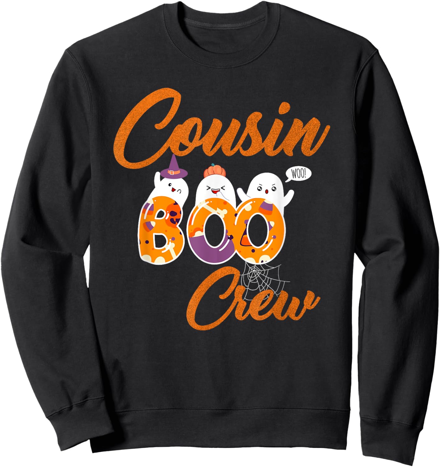 Cousin Boo Crew Funny Cute Little Ghost Boy Girl Halloween Sweatshirt - Sweatshirt | Black