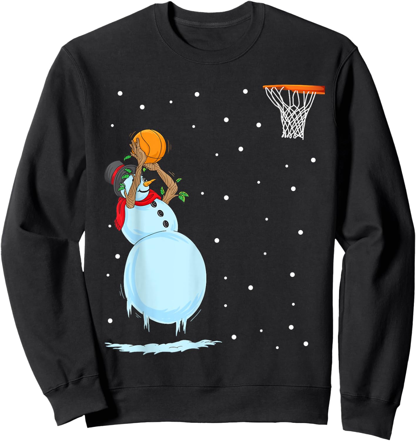 Funny Snowman Basketball Christmas Sweatshirt - Sweatshirt | Black