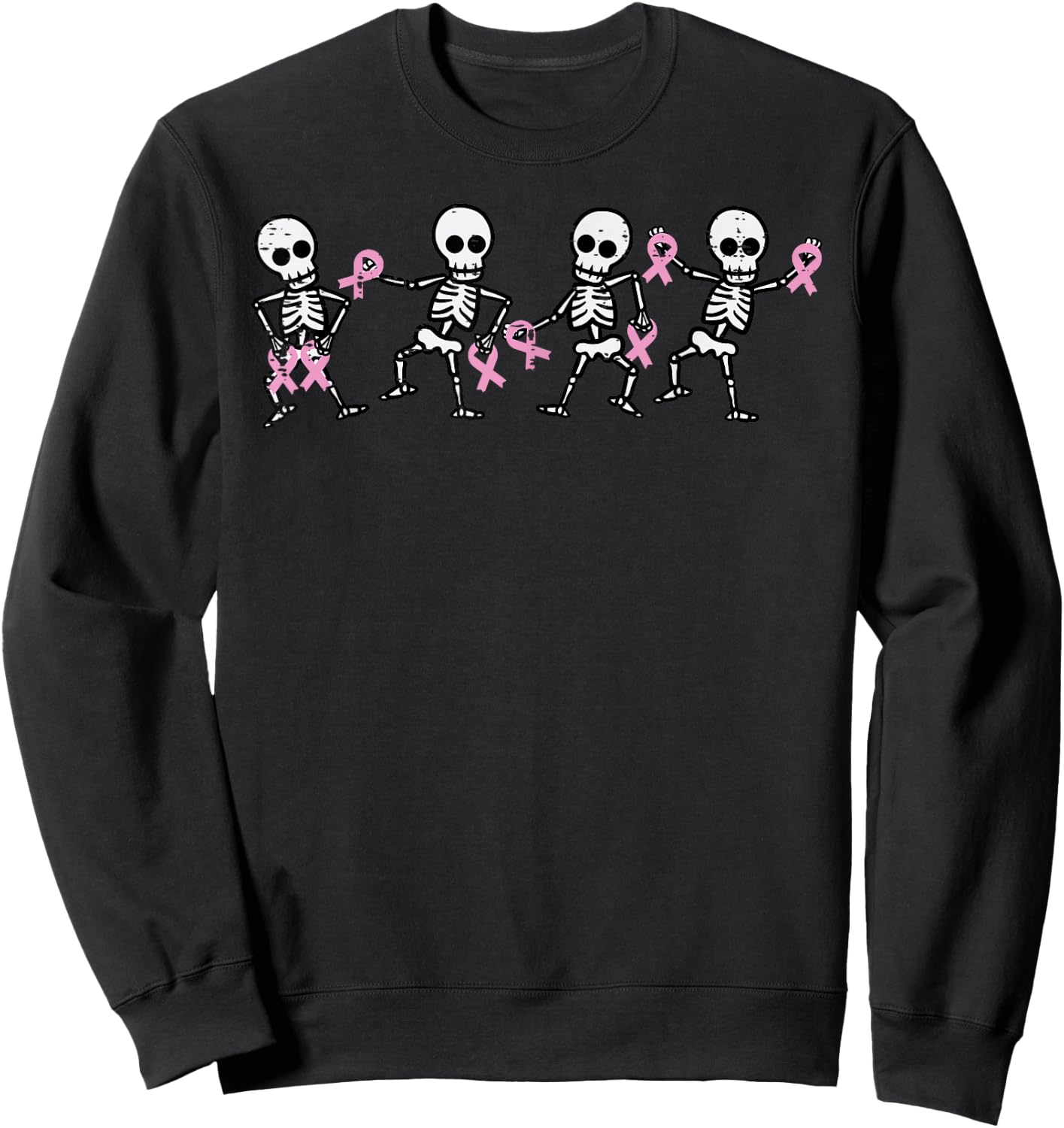 Breast Cancer Skeletons Dancing Awareness Men Women Kids Sweatshirt - Sweatshirt | Black