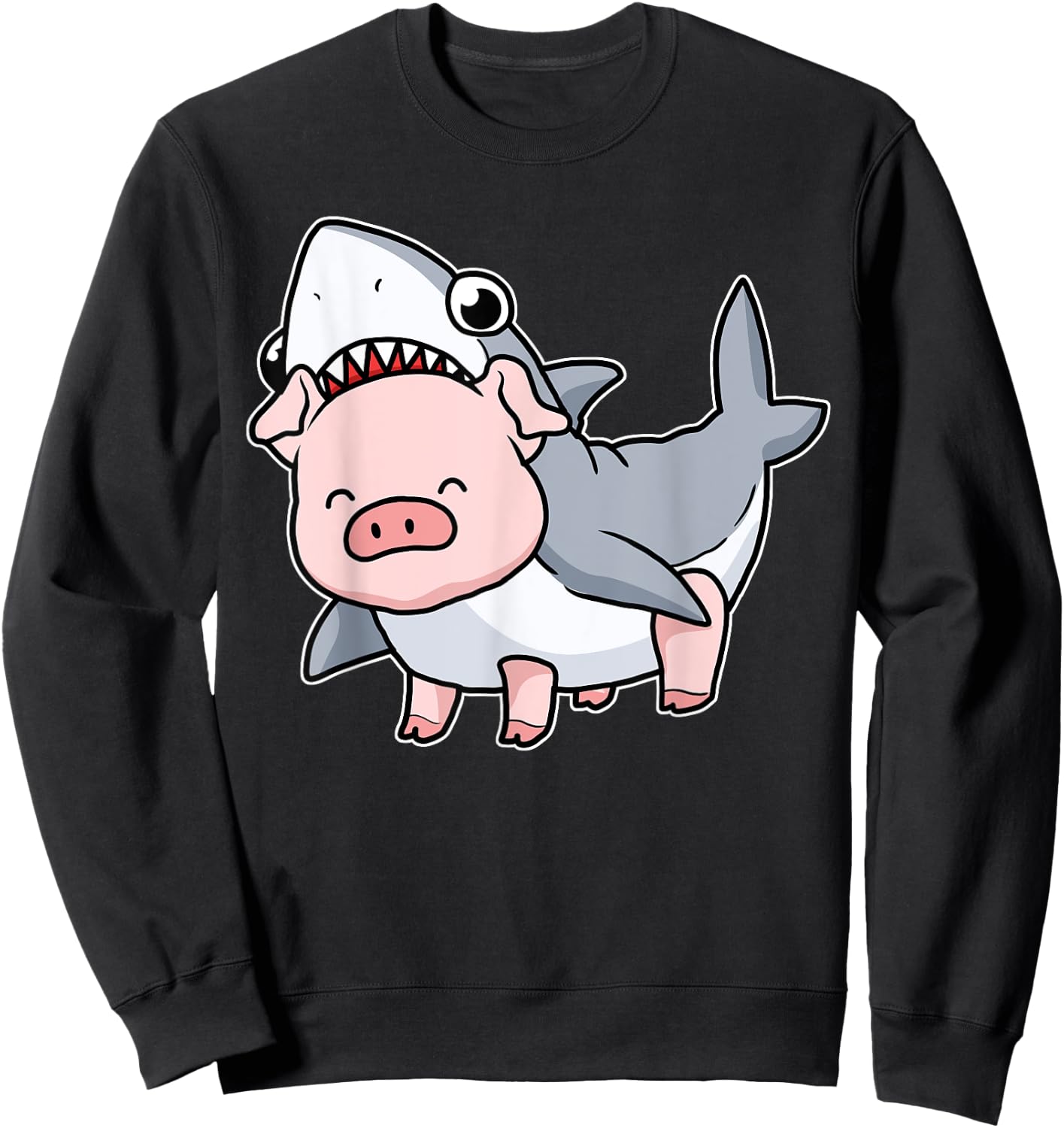 Cute Pig Shirt Women Shark Costume Pig Gift Kids Swine Pig Sweatshirt - Sweatshirt | Black