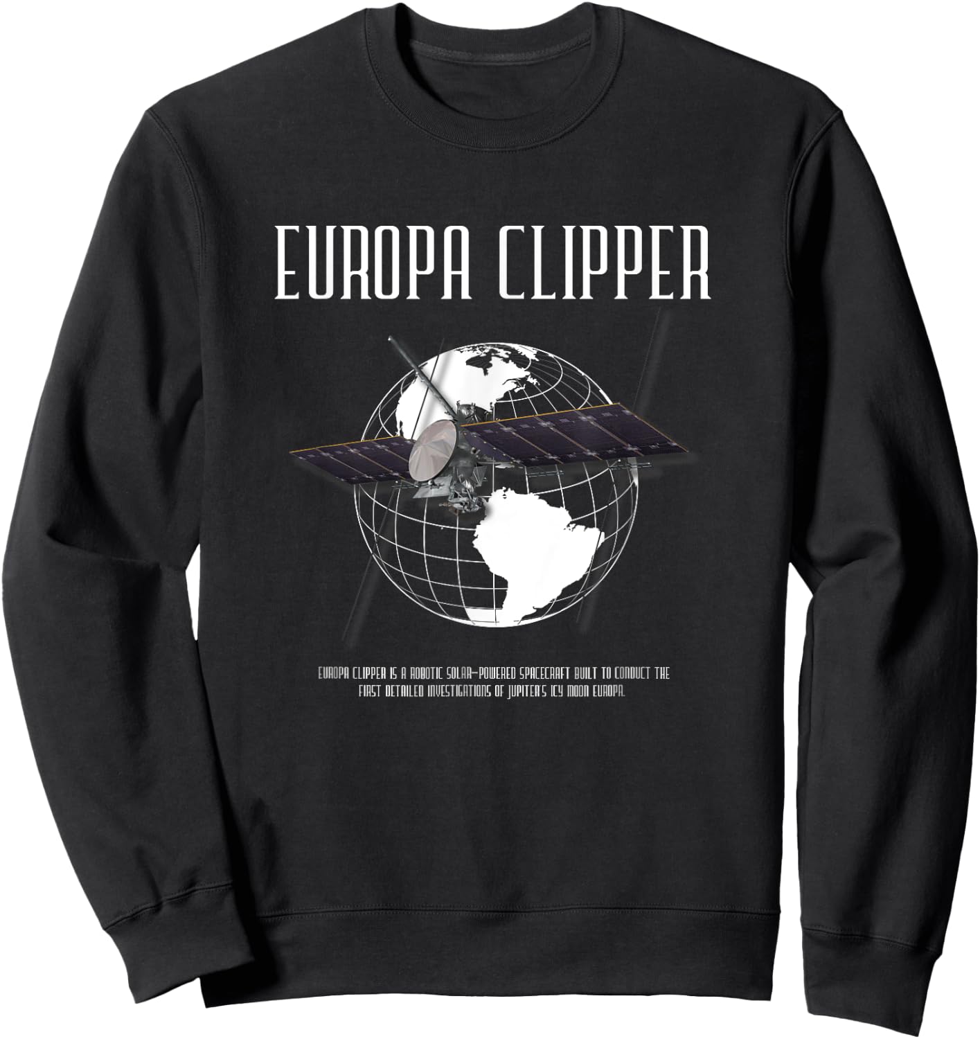 Europa Clipper Space Program Retro Sweatshirt - Sweatshirt | Black