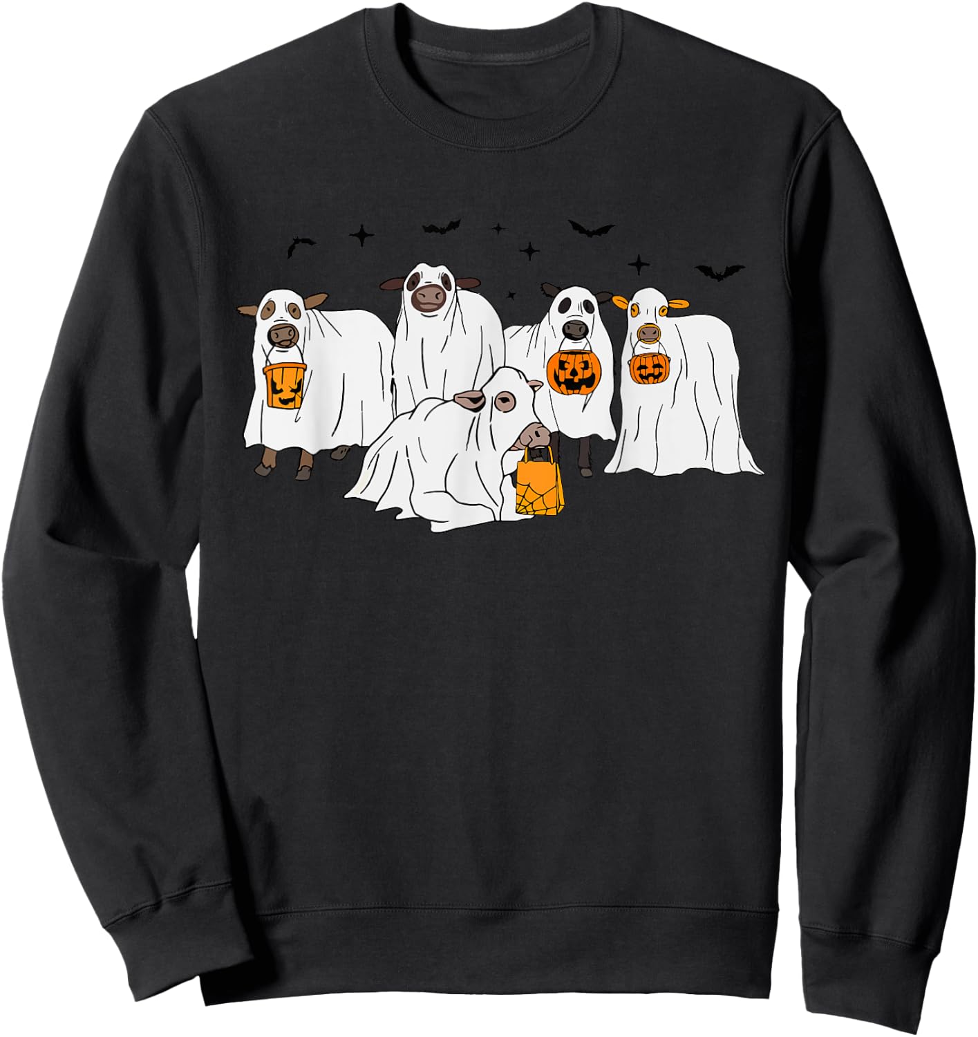 Funny Cow Ghost Halloween Farmer Trick Or Treat Cow Lover Sweatshirt - Sweatshirt | Black