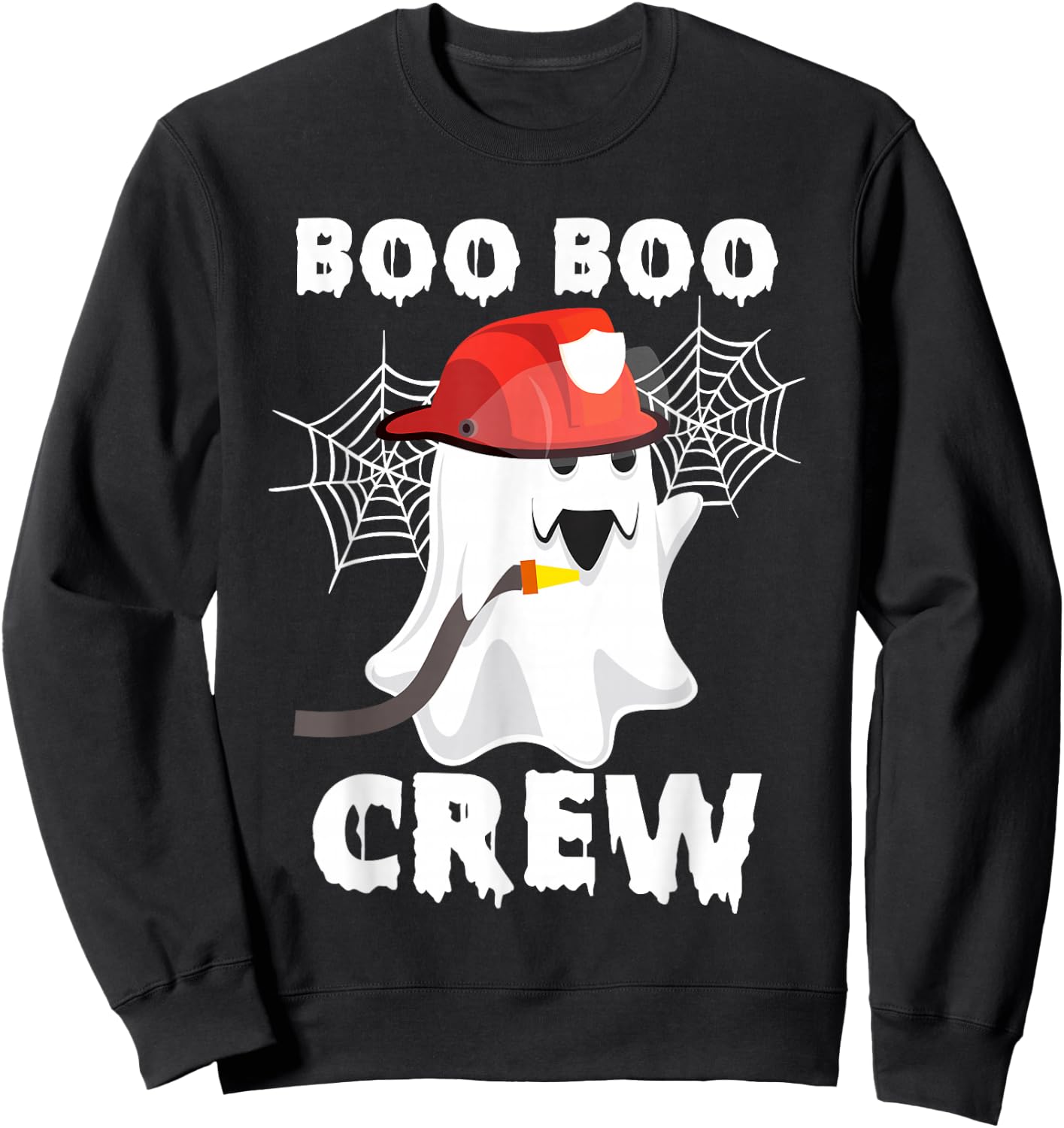 Firefighter Boo Boo Crew Halloween Ghost Fireman Costumes Sweatshirt - Sweatshirt | Black