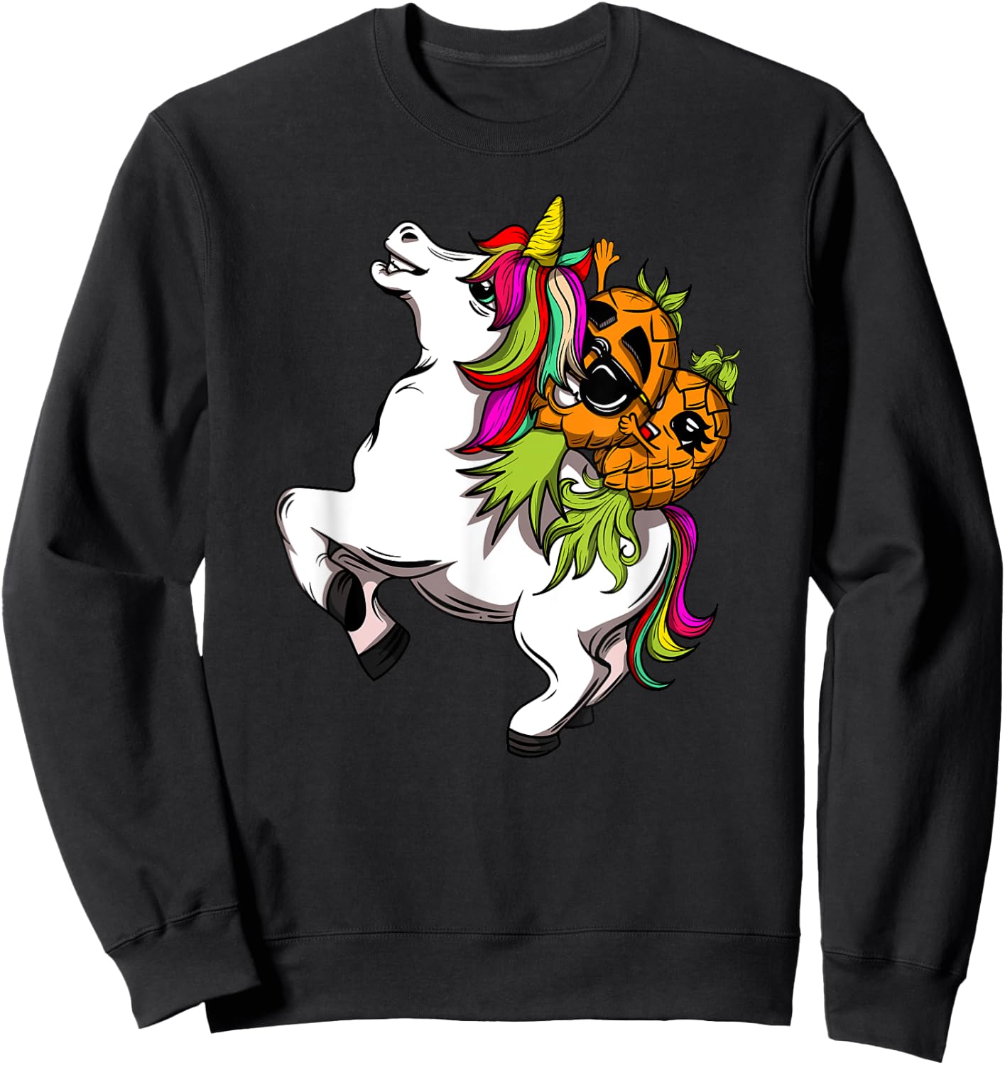Swingers Couple Pineapple Swinging On A Unicorn Swinger Sweatshirt - Sweatshirt | Black