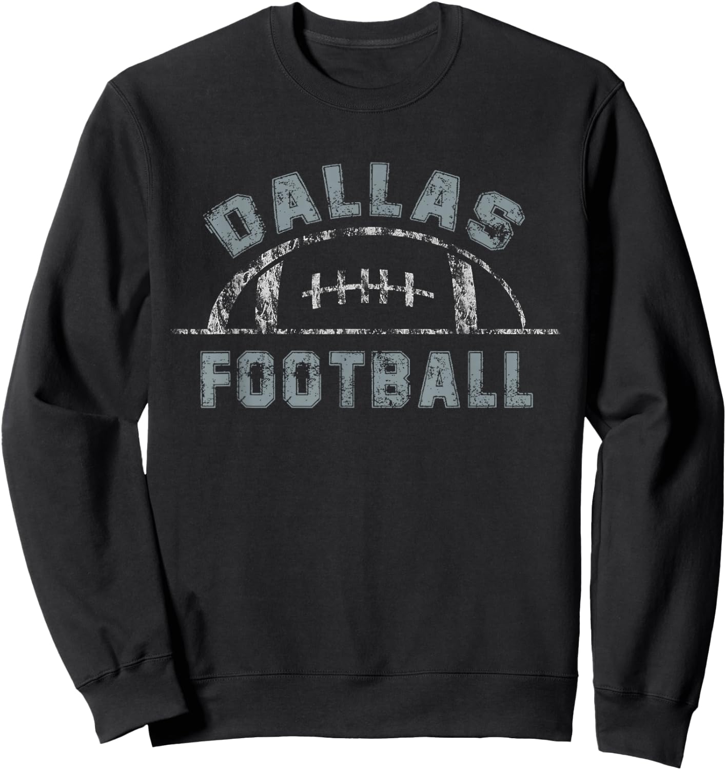 Dallas Football | End Zone Game Day Distressed Vintage Sweatshirt - Sweatshirt | Black