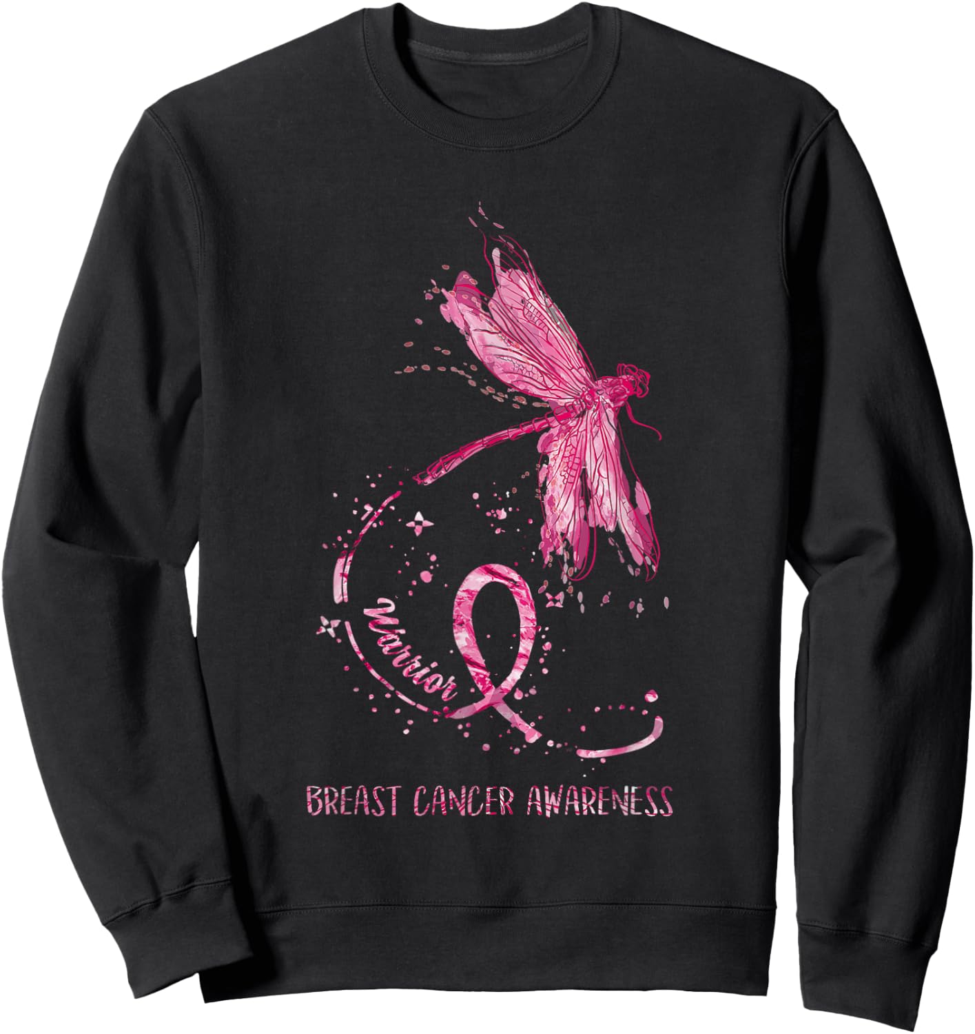 Dragonfly Pink Ribbon Breast Cancer Awareness Funny Gifts Sweatshirt - Sweatshirt | Black