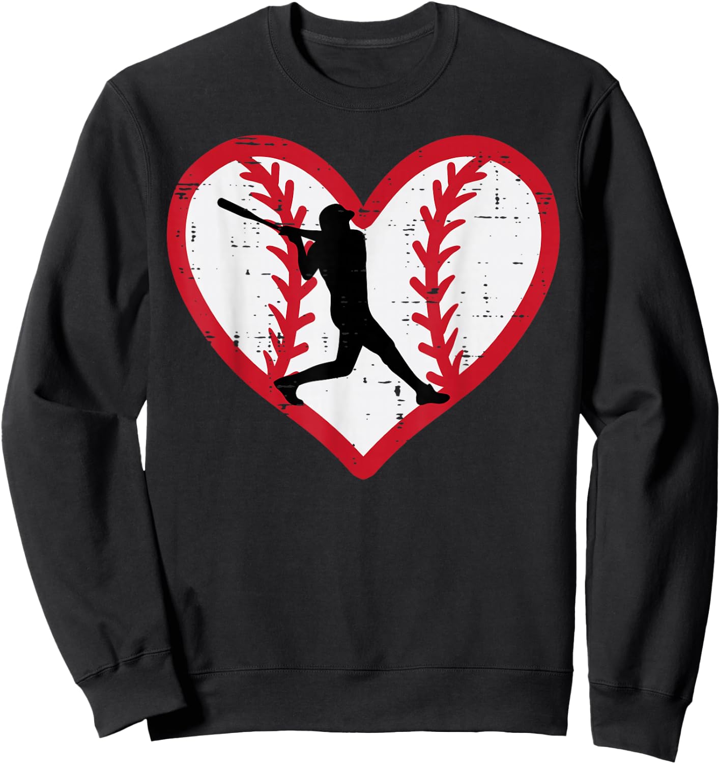 Valentines Day Baseball Player Heart Softball Boys Kids Men Sweatshirt - Sweatshirt | Black