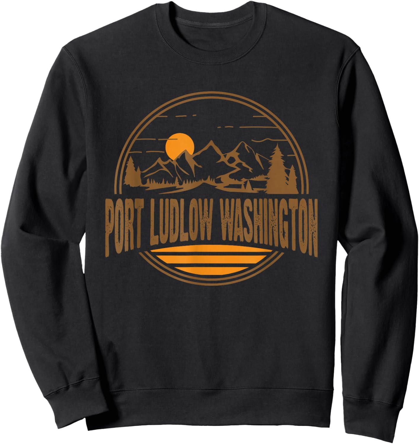 Vintage Port Ludlow Washington Mountain Hiking Print Sweatshirt - Sweatshirt | Black