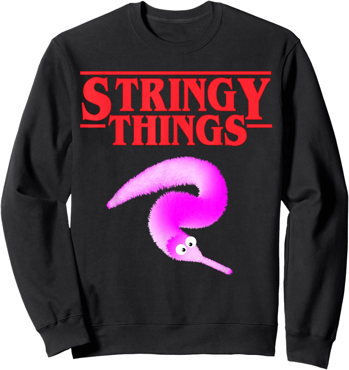 Stringy Things, Fuzzy Magic Worm on a String Dank Meme Gift Sweatshirt - Sweatshirt | Black