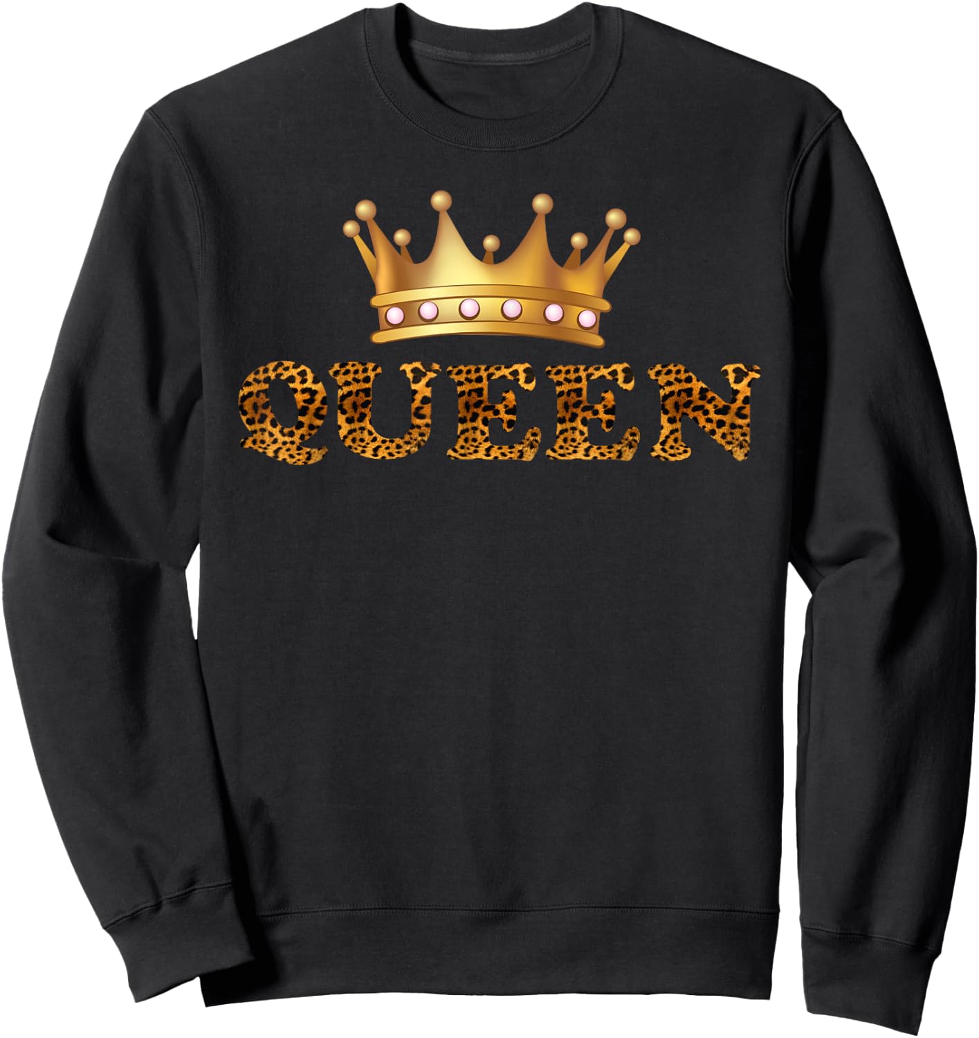 Cheetah Print Queen King Pajamas Couples Matching Clothes Sweatshirt - Sweatshirt | Black