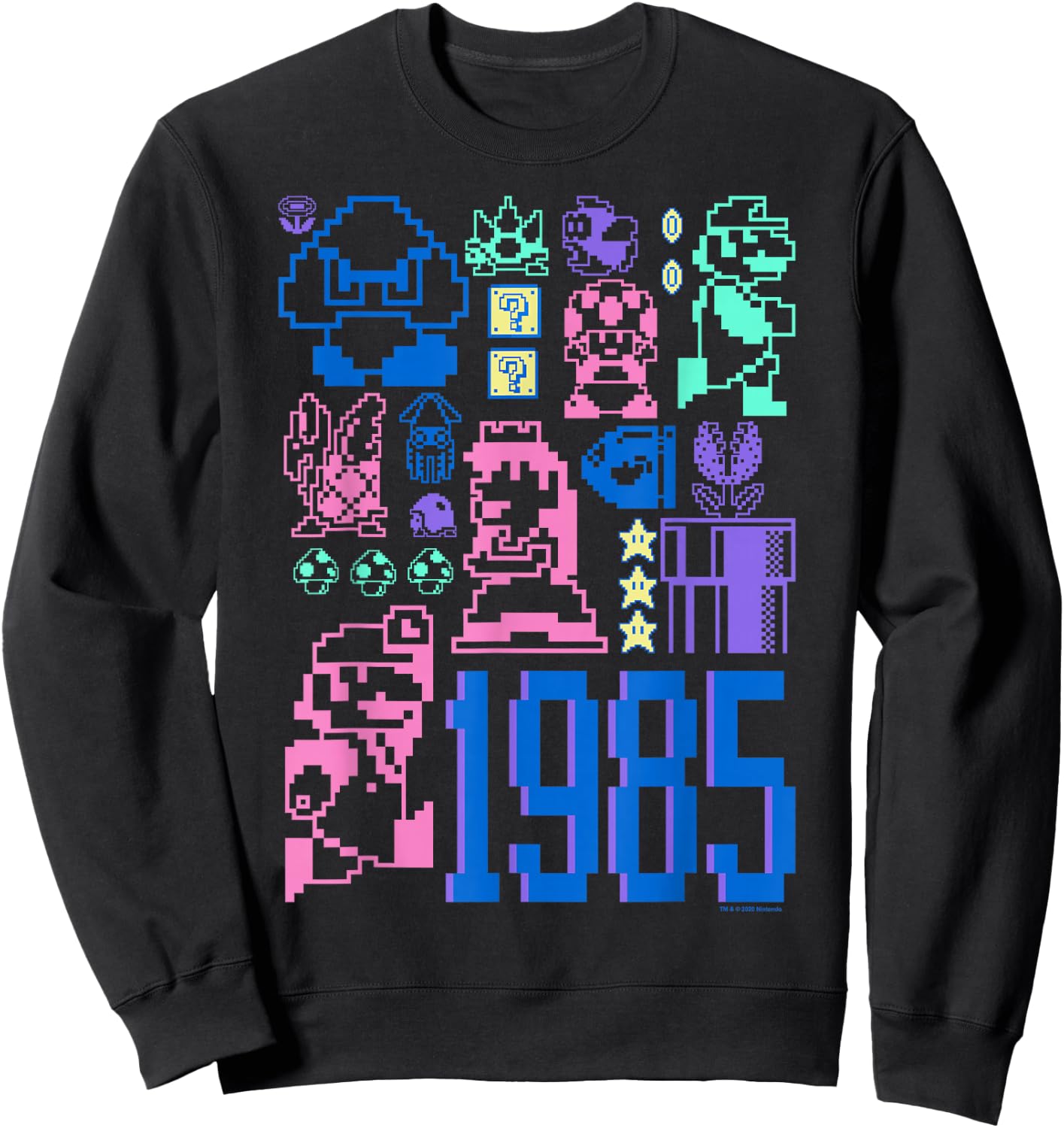Super Mario Bros 35th Anniversary 1985 Nintendo Pixel Art Sweatshirt - Sweatshirt | Black
