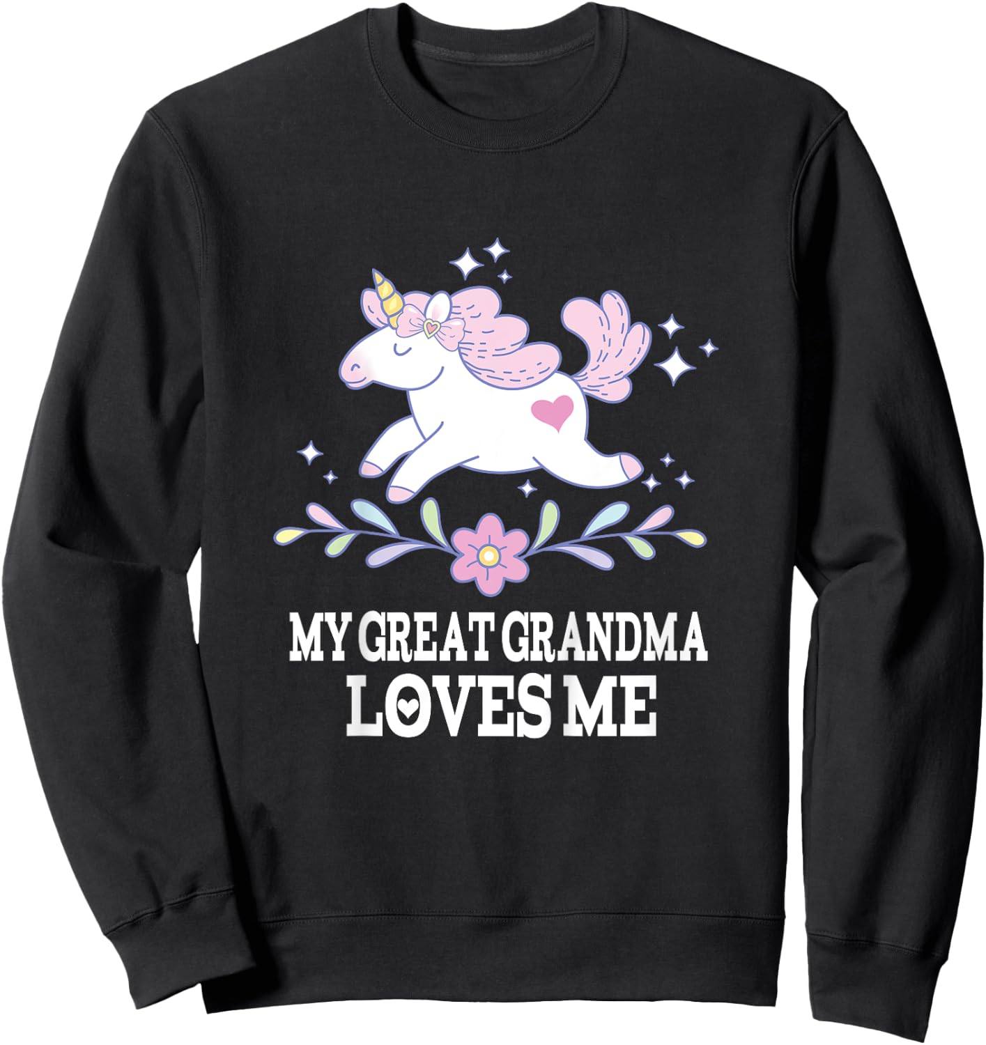 My Great Grandma Loves Me Girl Unicorn Granddaughter Sweatshirt - Sweatshirt | Black