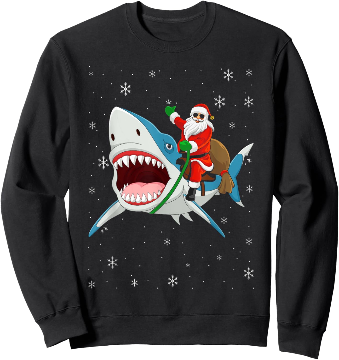 Shark Christmas Men Boys Shark Lover Santa Claus Sweatshirt - Sweatshirt | Black