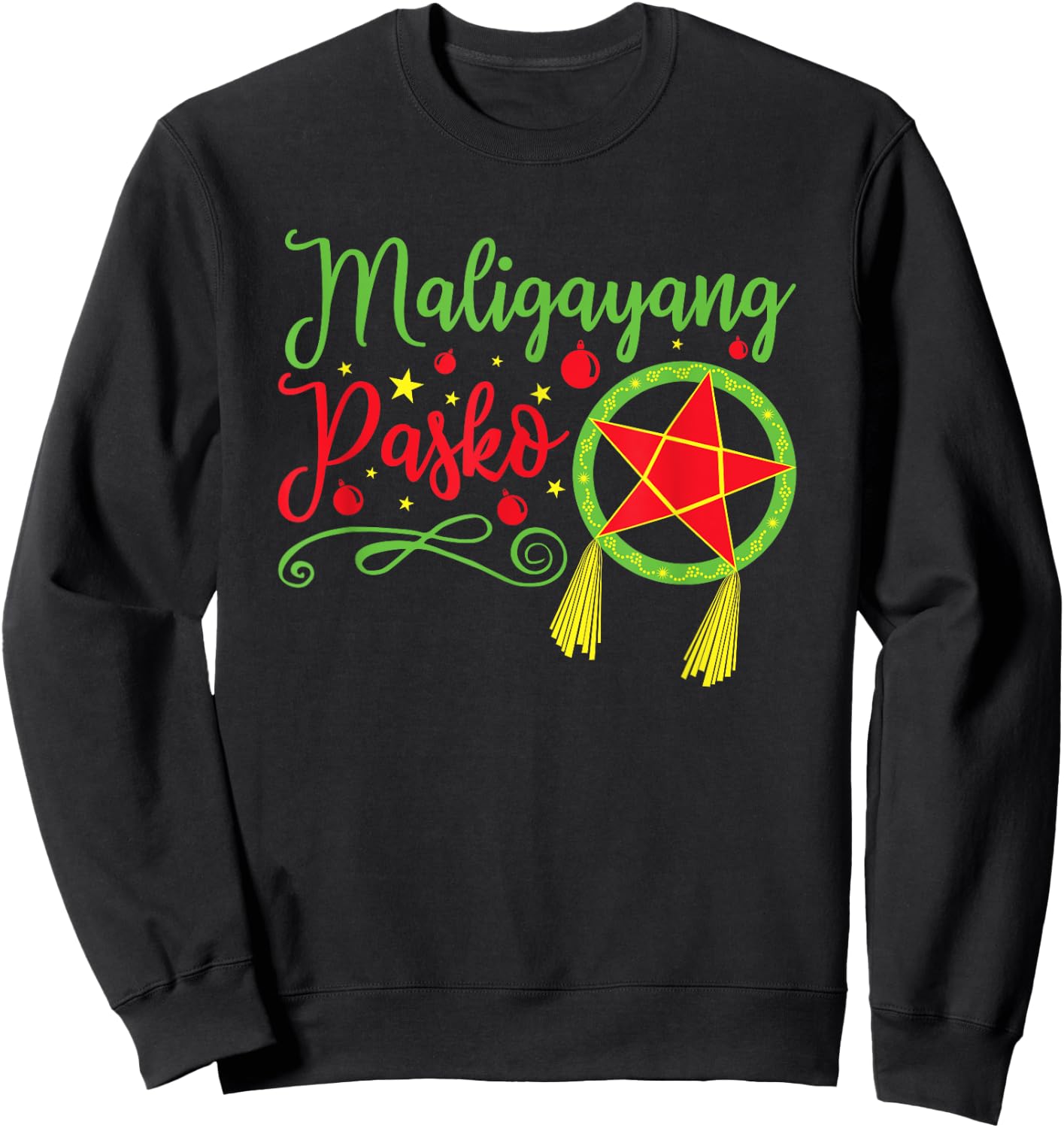 Maligayang Pasko Parol Light Cute Filipino Christmas Sweatshirt - Sweatshirt | Black