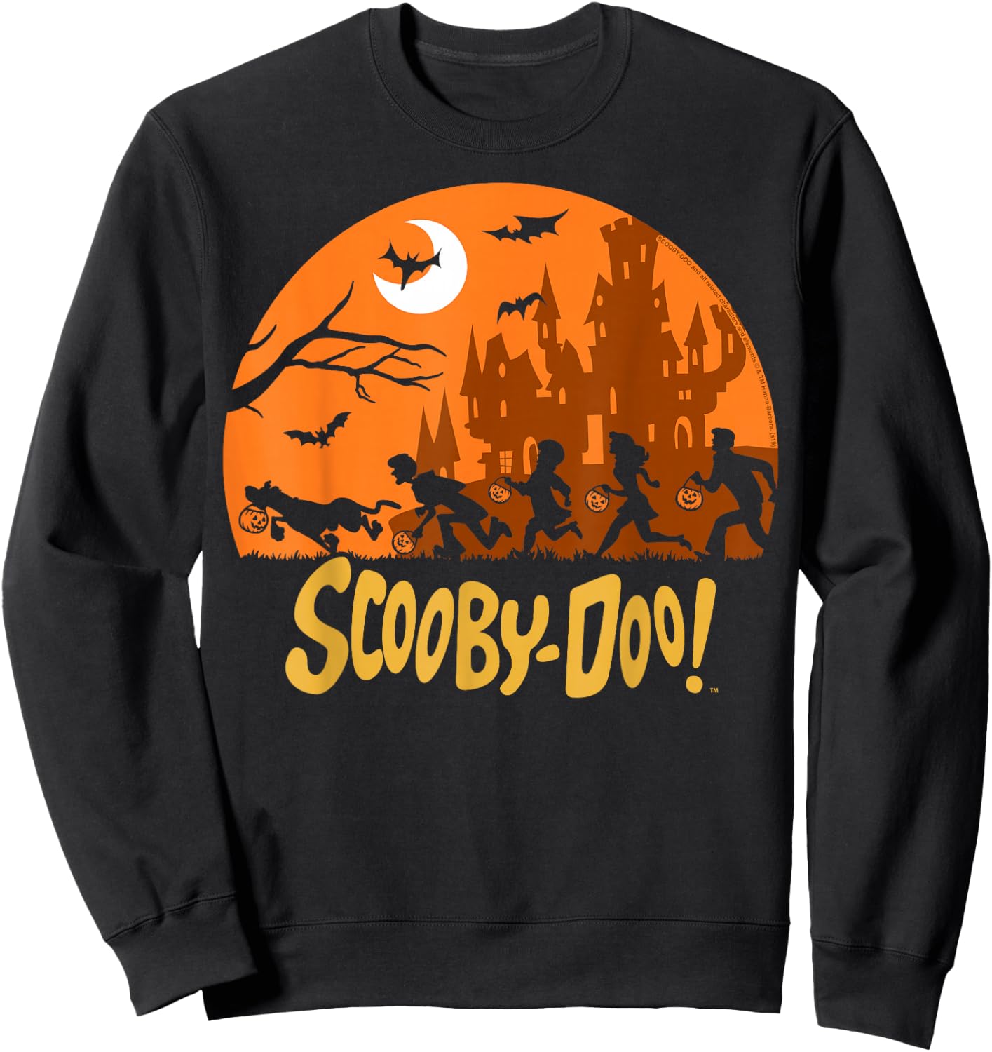 Scooby-Doo The Gang Halloween Silhouette Logo Small Sweatshirt - Sweatshirt | Black