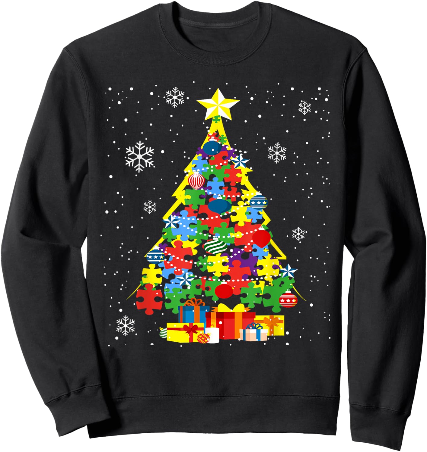 Autism Christmas Tree for Proud Autistic Adults - Black, Small Sweatshirt - Sweatshirt | Black