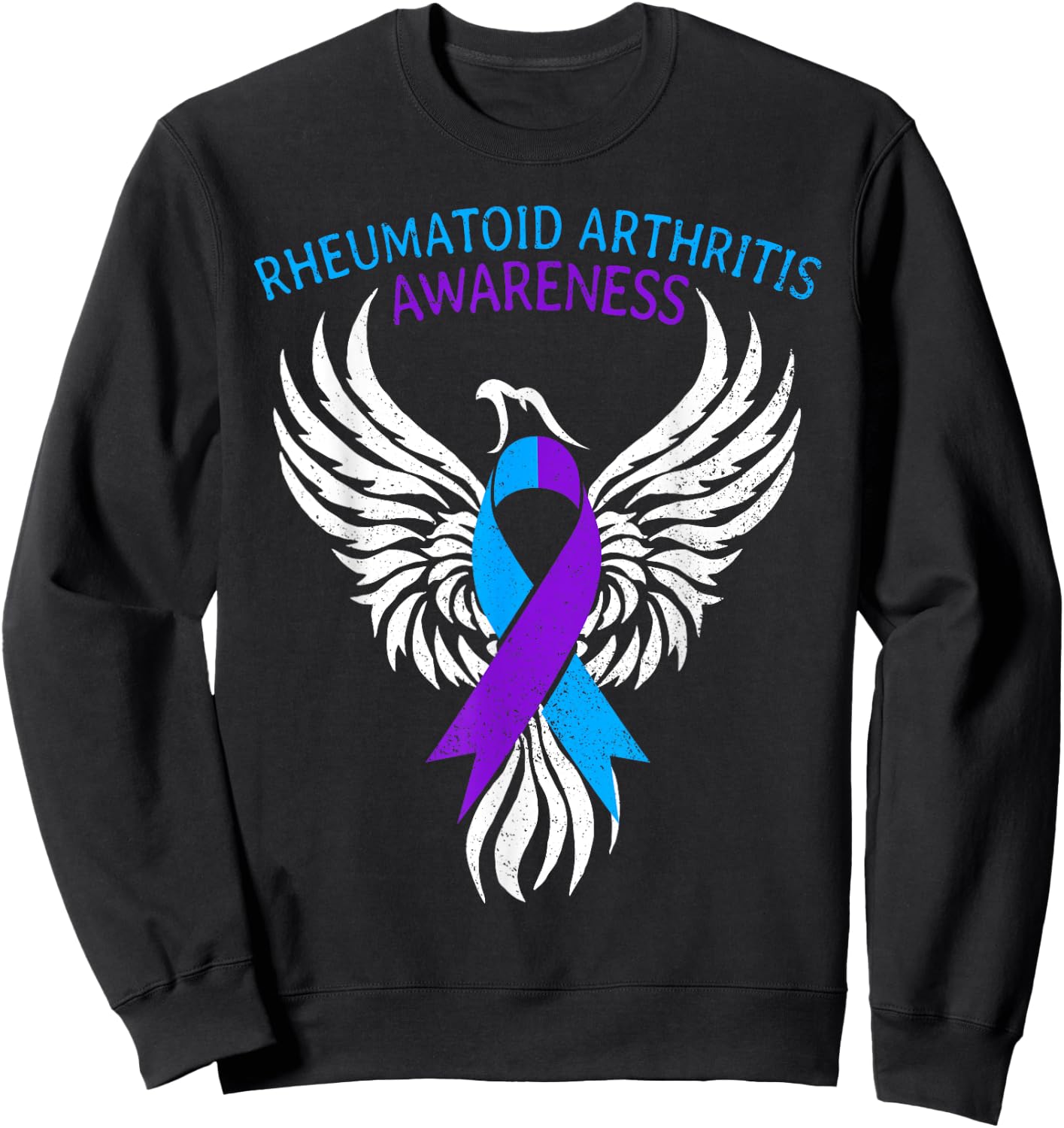 Warrior Survivor Rheumatoid Arthritis Awareness Month Ribbon Sweatshirt - Sweatshirt | Black